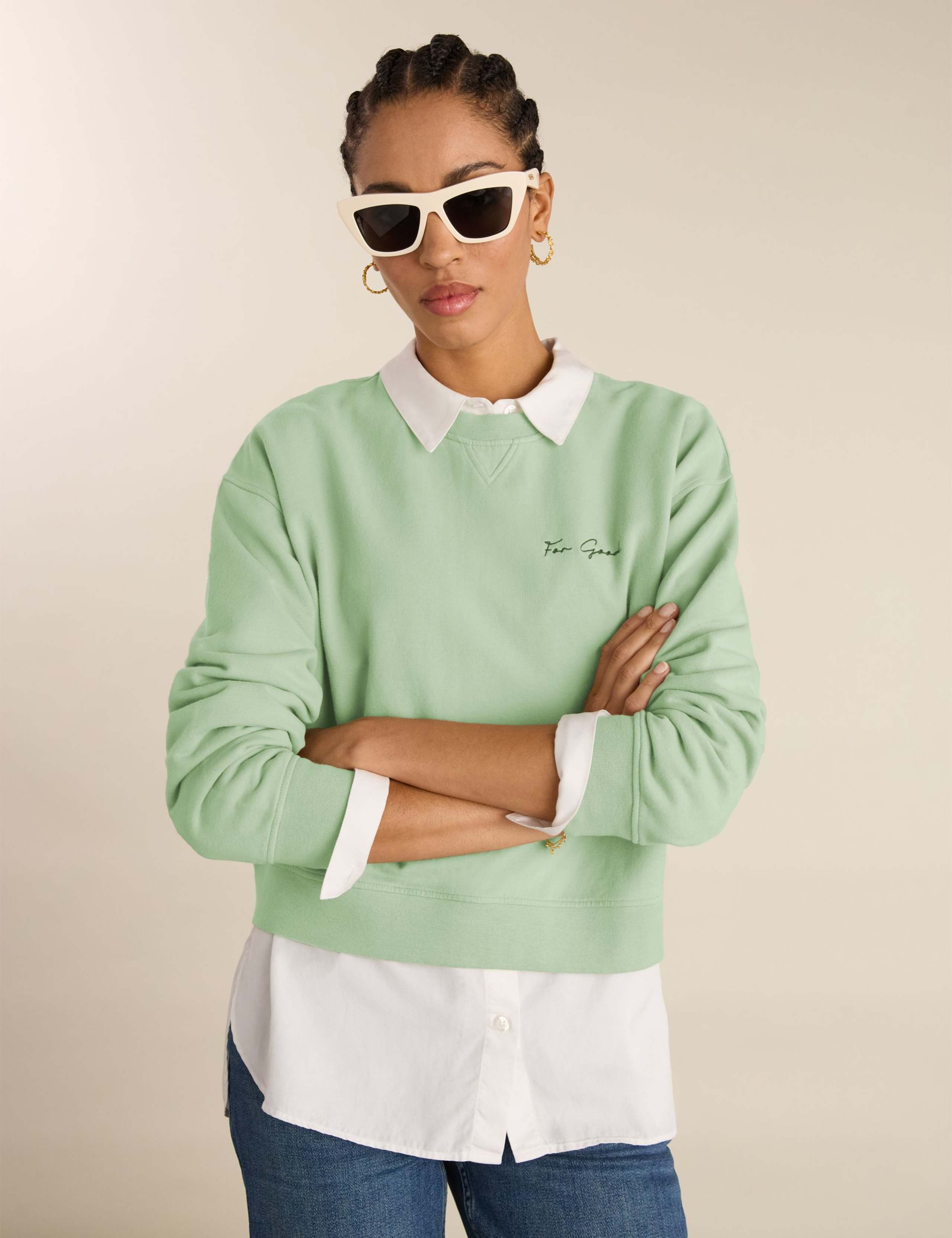 Cotton Rich Crop Sweatshirt 1 of 4