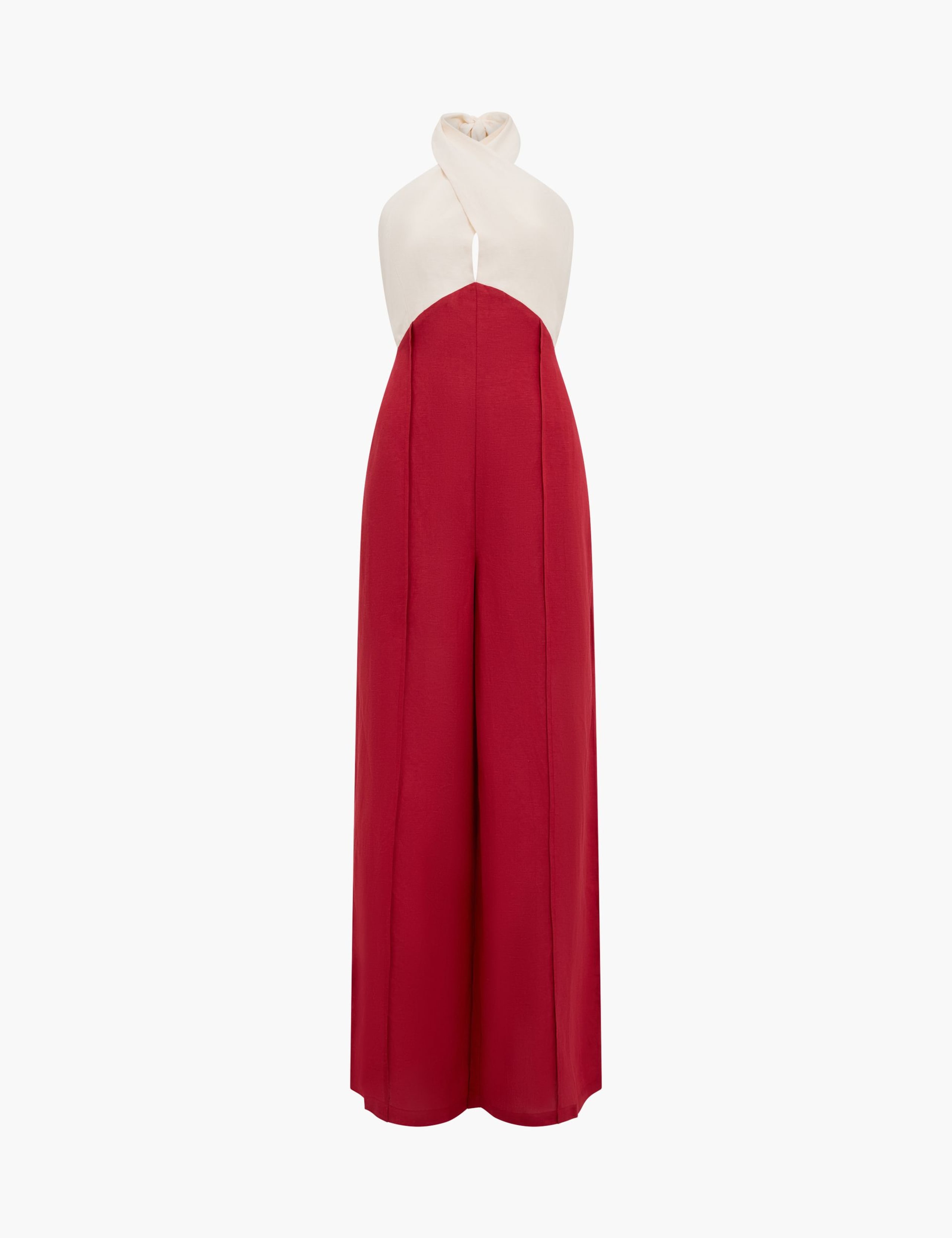 Linen Blend Halterneck Sleeveless Jumpsuit 2 of 5