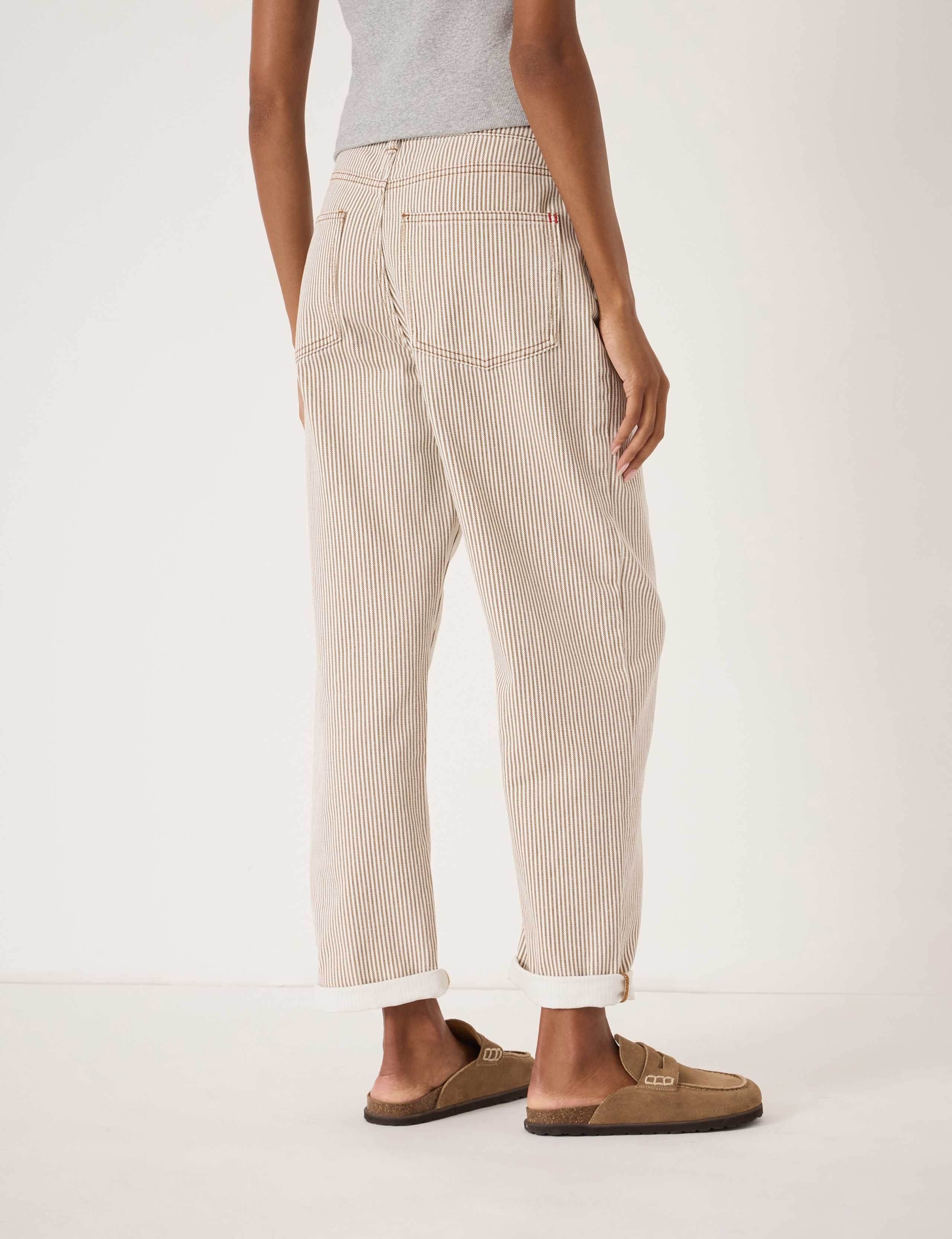 Boyfriend Striped Button Front Turn Up Jeans 5 of 5