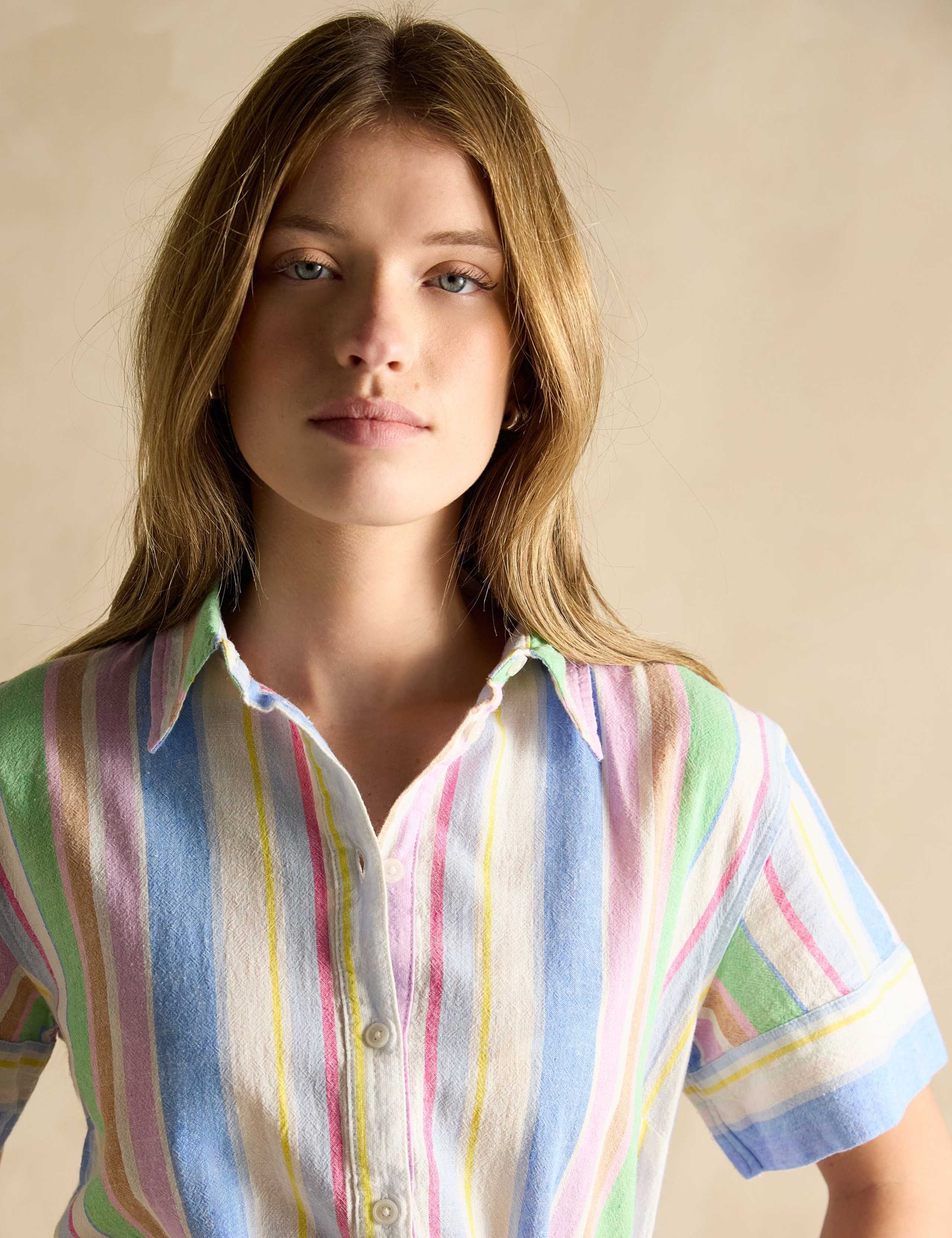 Cotton Rich Striped Belted Midi Shirt Dress 5 of 7