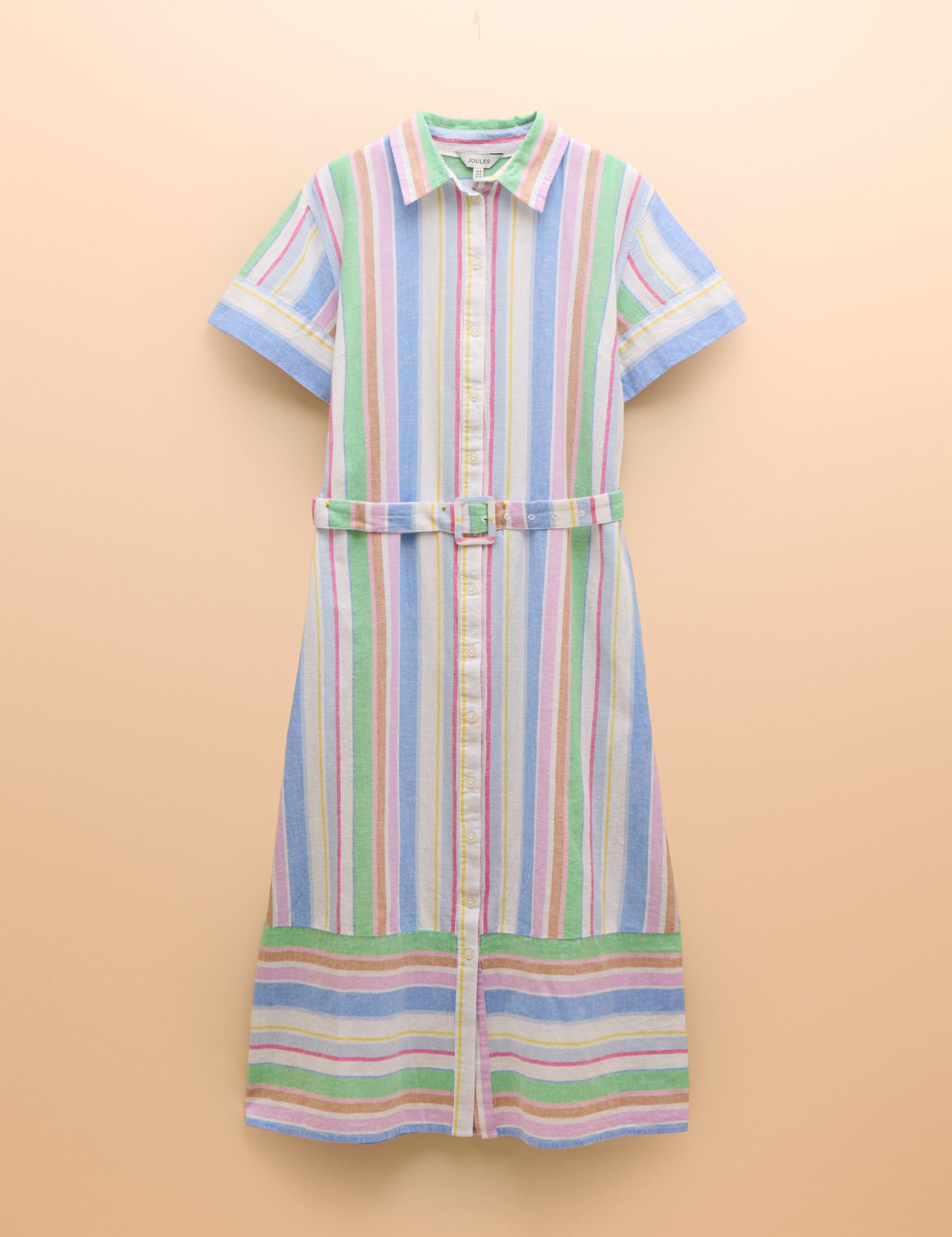 Cotton Rich Striped Belted Midi Shirt Dress 2 of 7