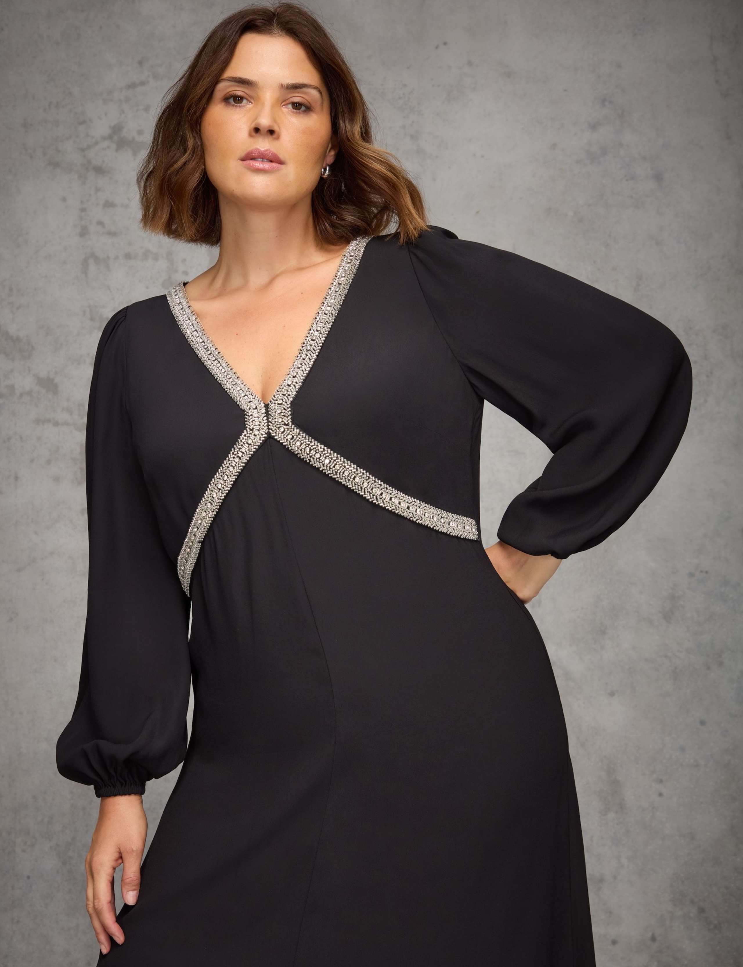 Crepe Embellished Midaxi Skater Dress 5 of 6