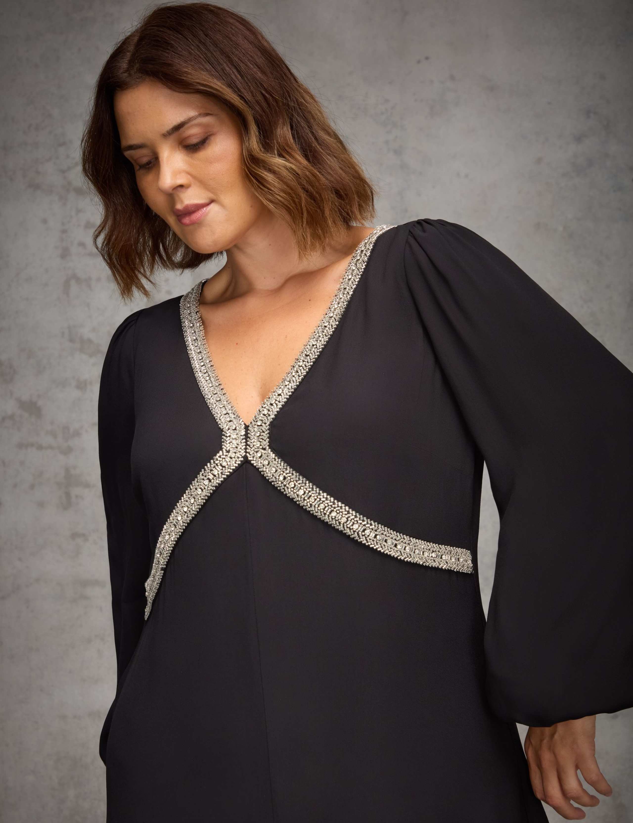 Crepe Embellished Midaxi Skater Dress 6 of 6