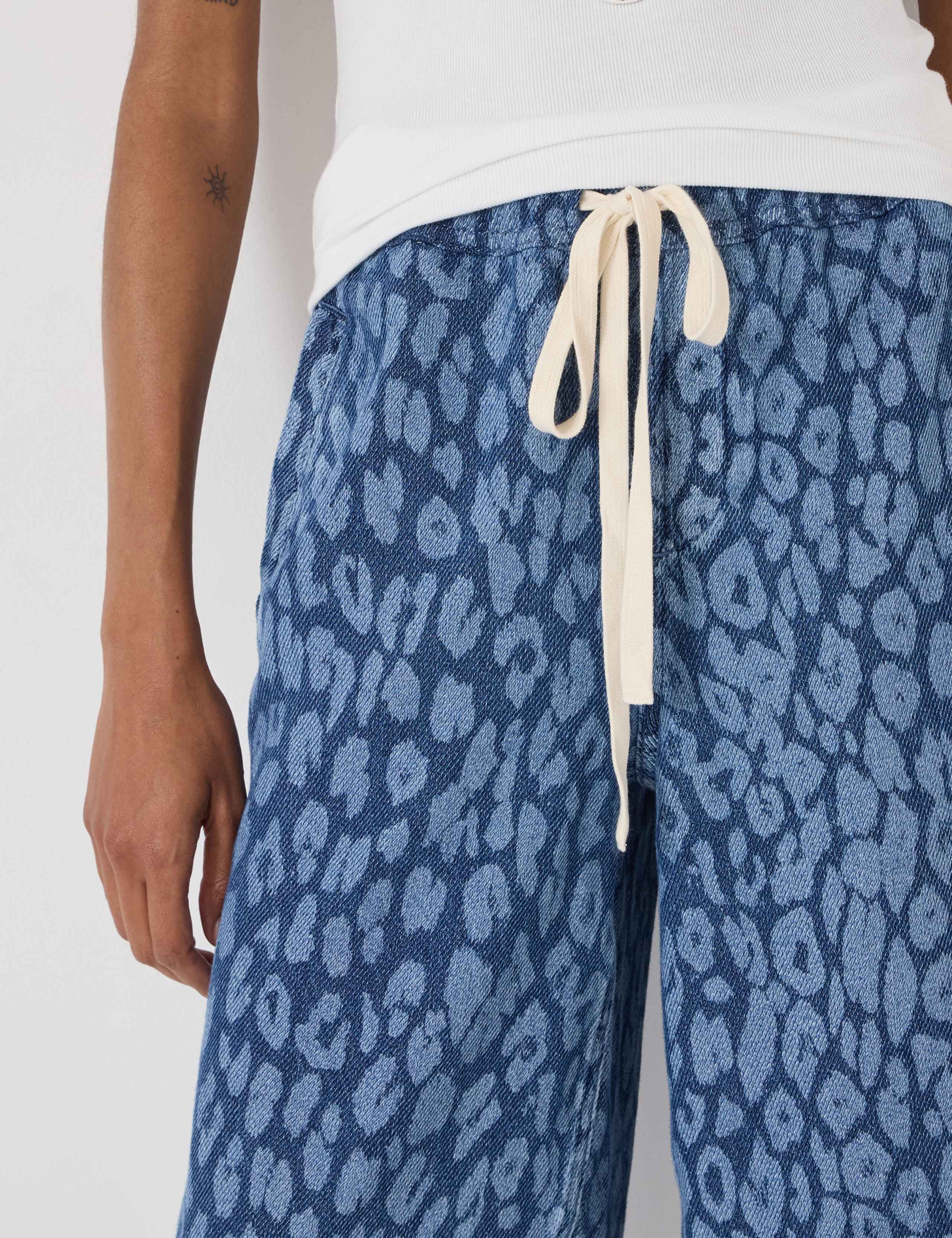 Leopard Print Drawstring Barrel Leg Cropped Jeans 5 of 5