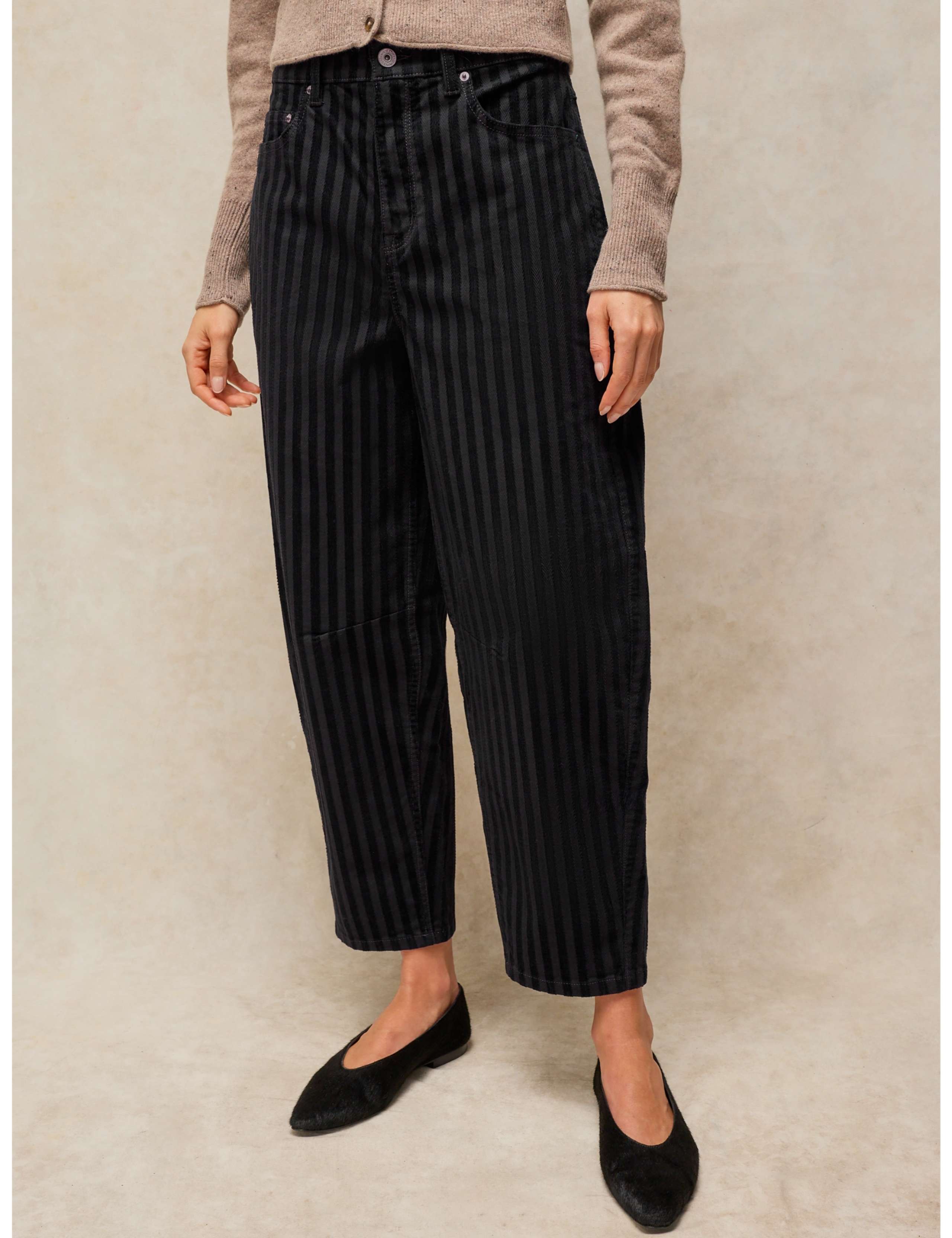 Aubrey Cotton Rich Cord Barrel Leg Ankle Grazer Trousers 3 of 6