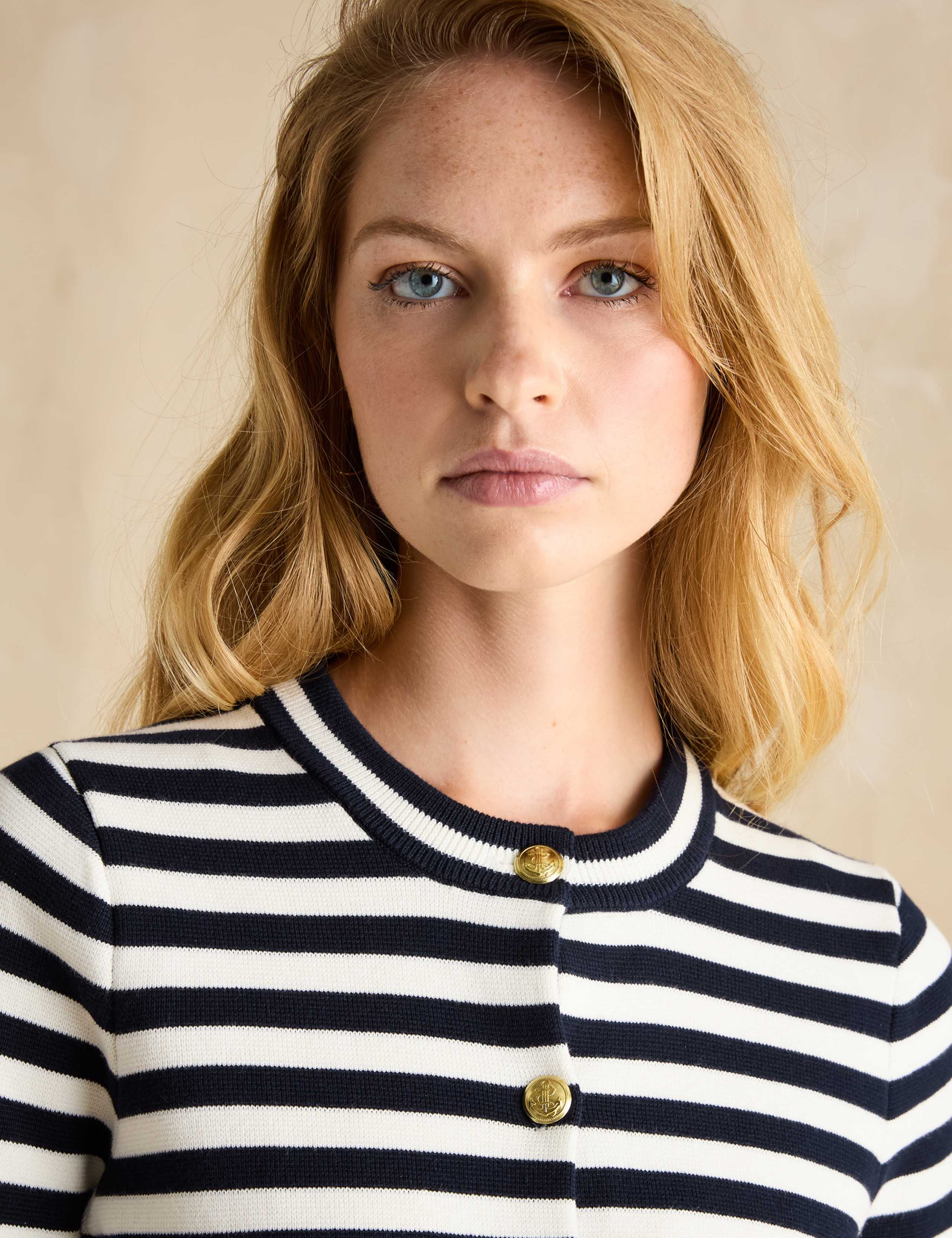 Pure Cotton Striped Crew Neck Cardigan 6 of 6