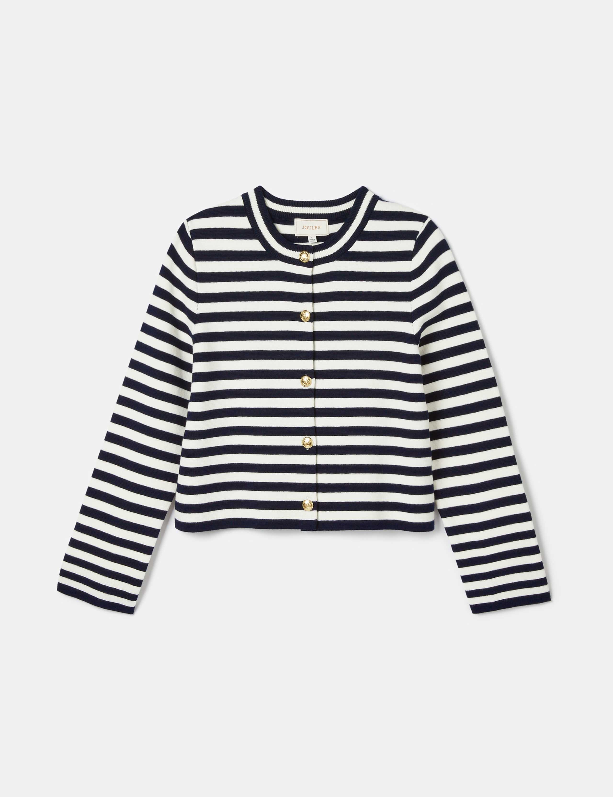 Pure Cotton Striped Crew Neck Cardigan 2 of 6