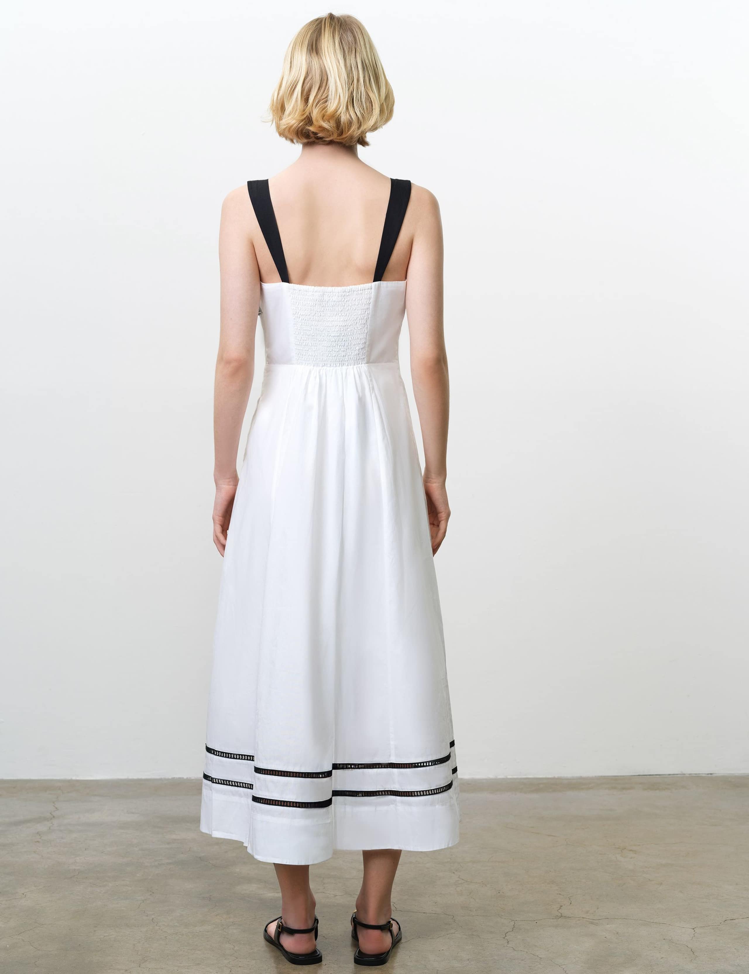 Pure Cotton Floral Embroidery U-Wire Midi Dress 4 of 5