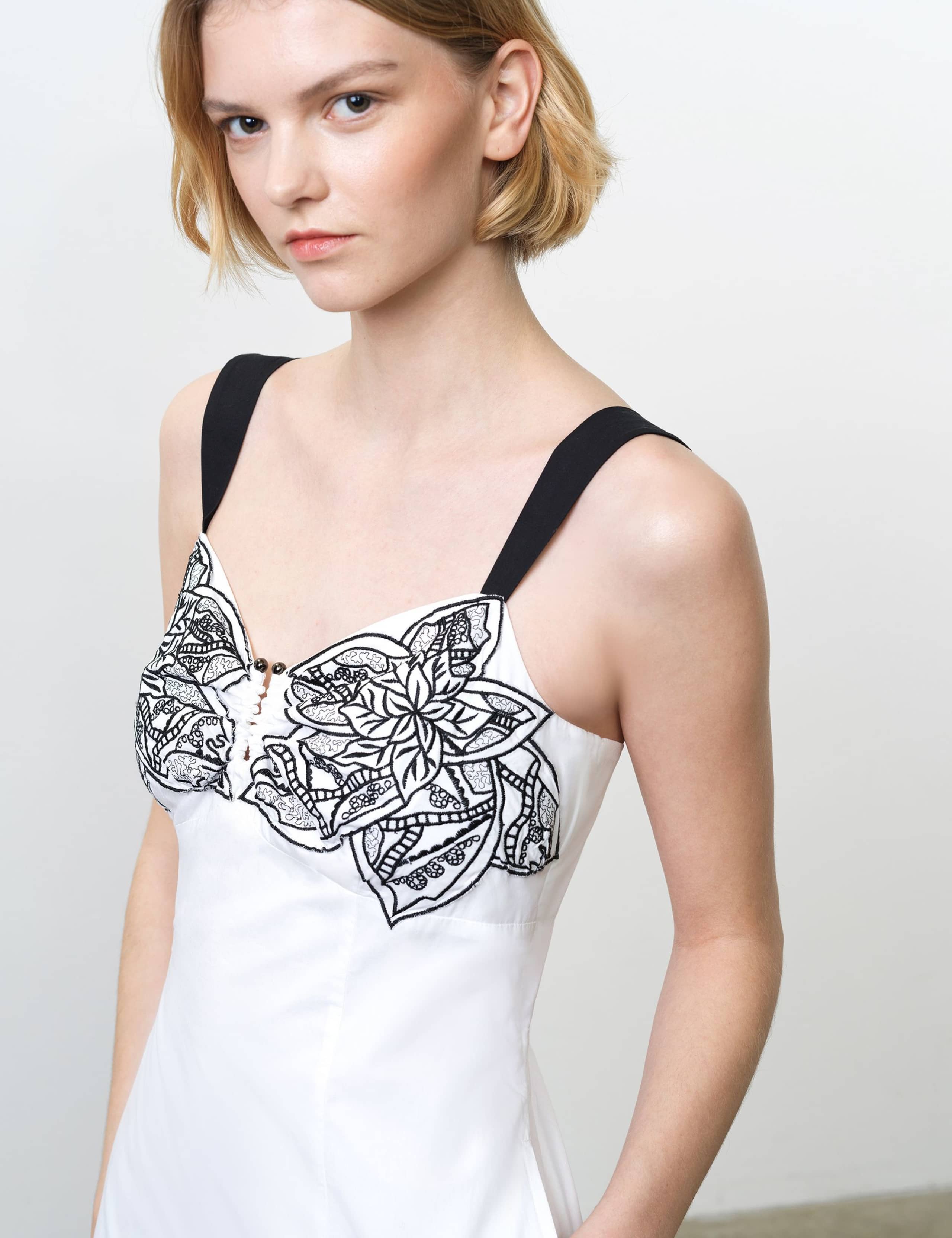 Pure Cotton Floral Embroidery U-Wire Midi Dress 5 of 5