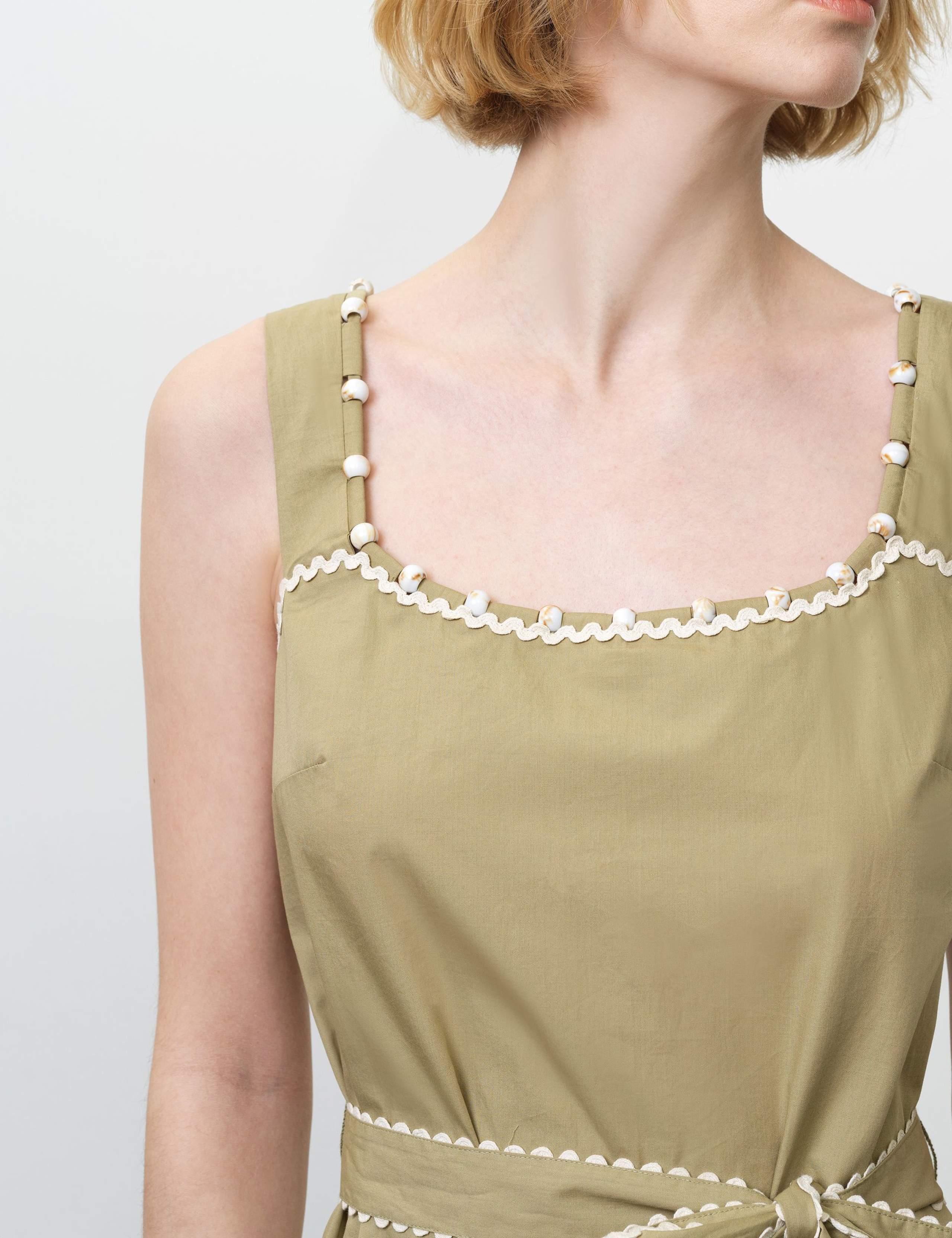 Pure Cotton Square Neck Midi Waisted Dress 4 of 5
