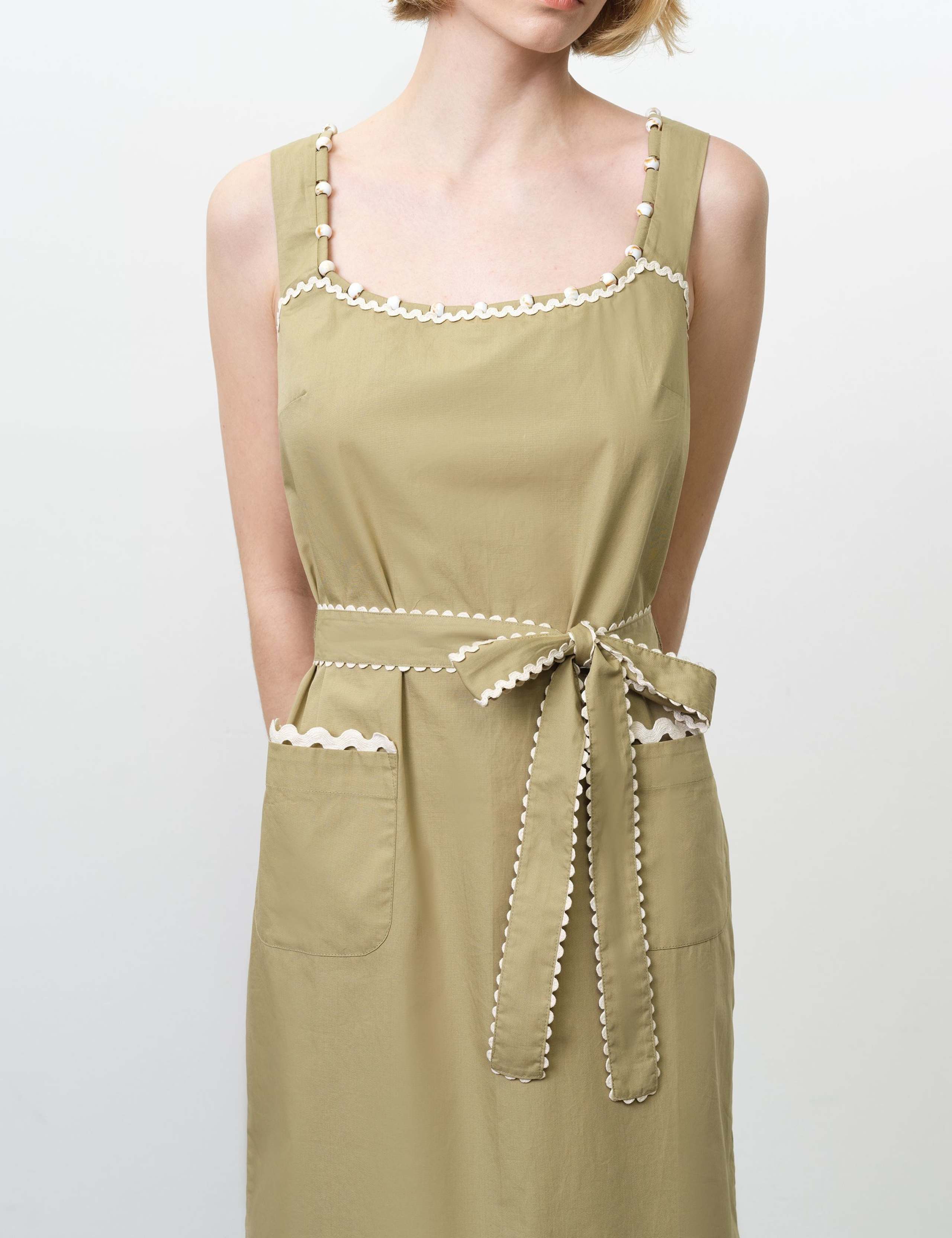 Pure Cotton Square Neck Midi Waisted Dress 5 of 5