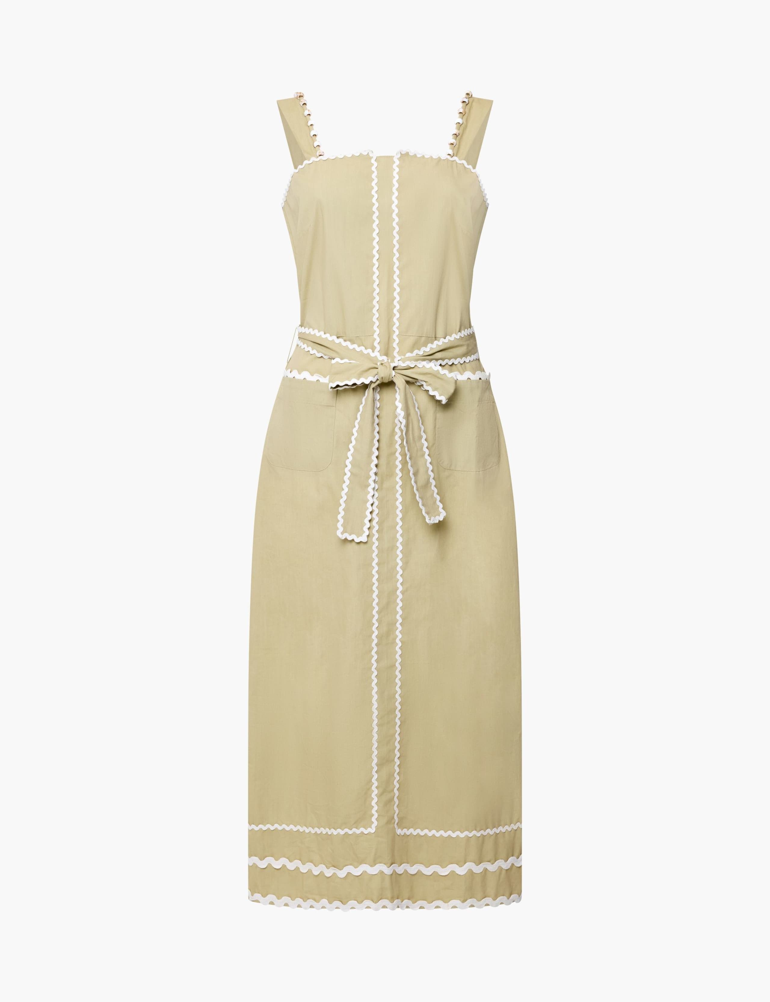 Pure Cotton Square Neck Midi Waisted Dress 2 of 5