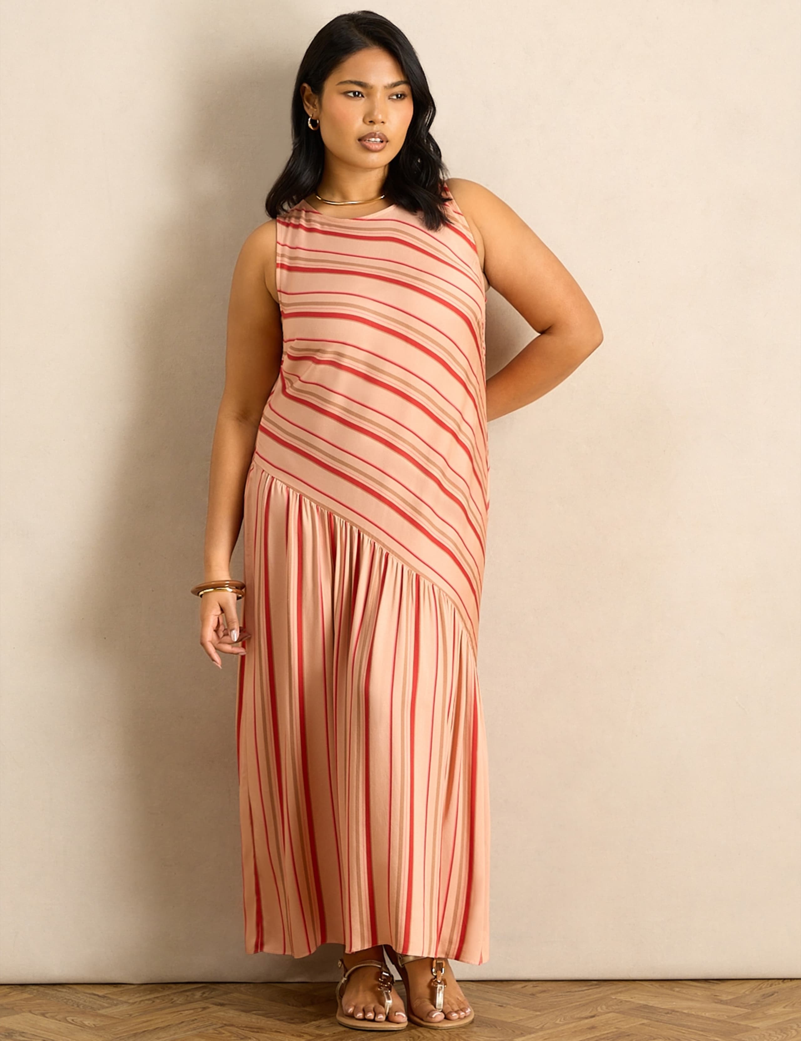 Multi Stripe Asymmetric Maxi Dress 1 of 6