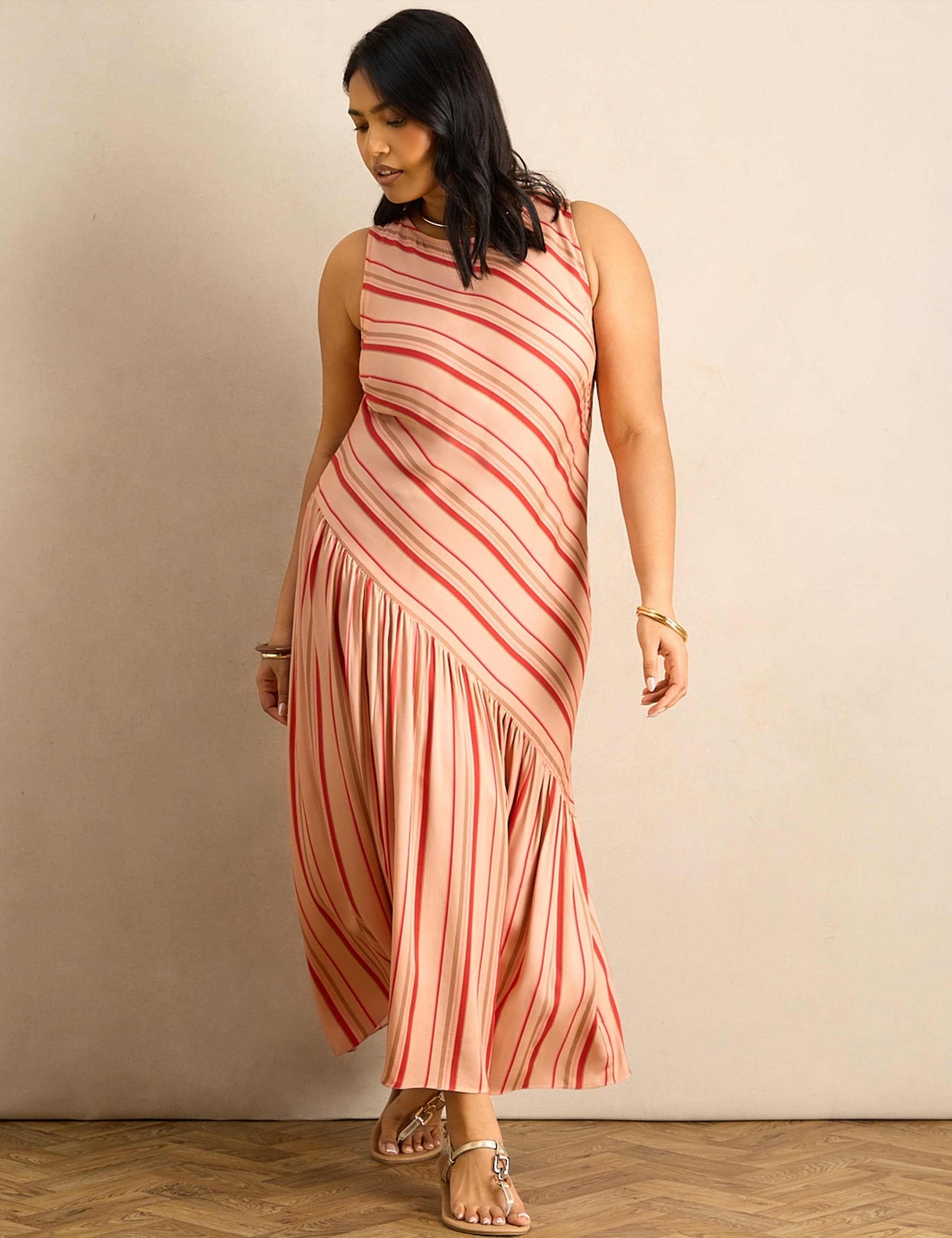 Multi Stripe Asymmetric Maxi Dress 3 of 6