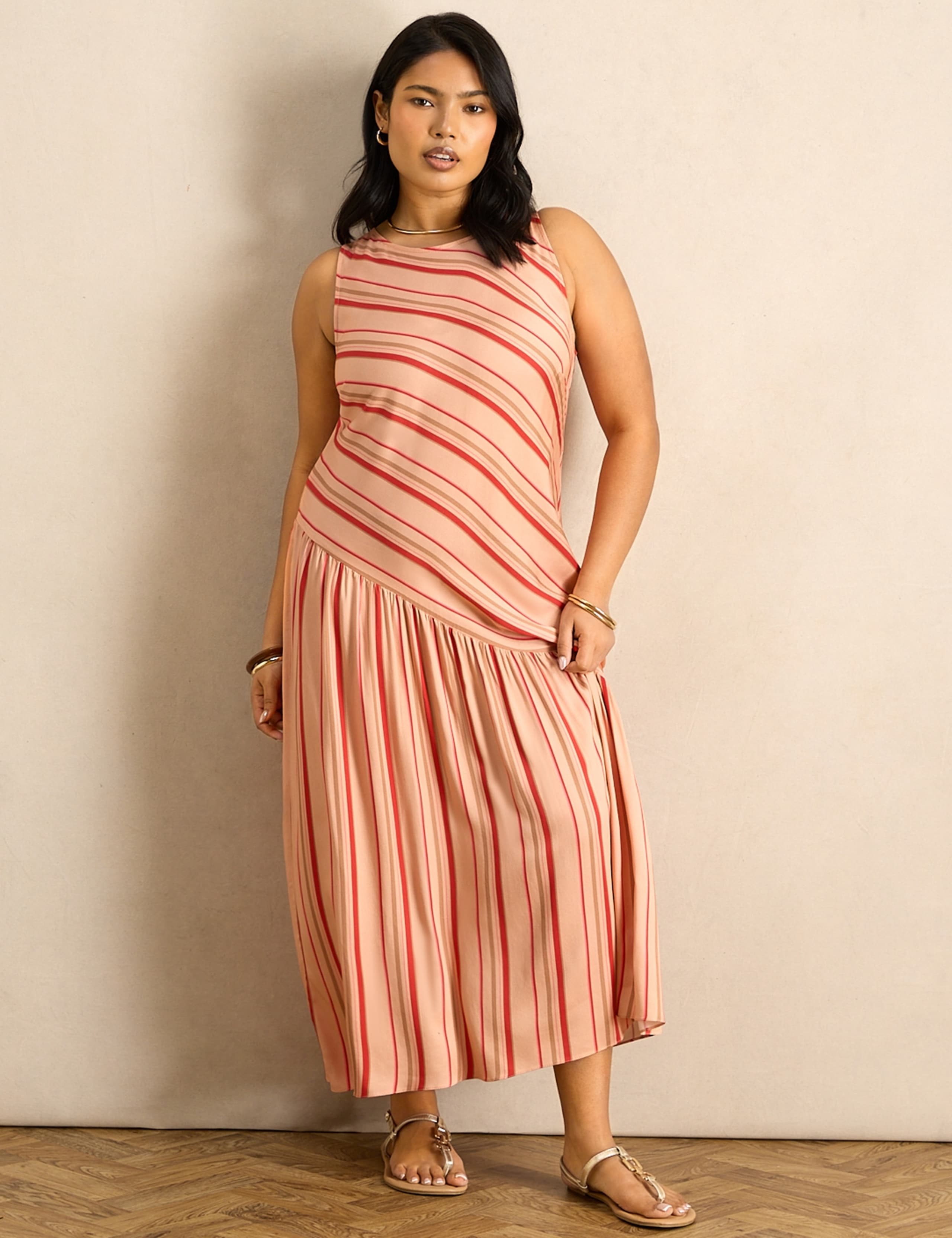 Multi Stripe Asymmetric Maxi Dress 4 of 6