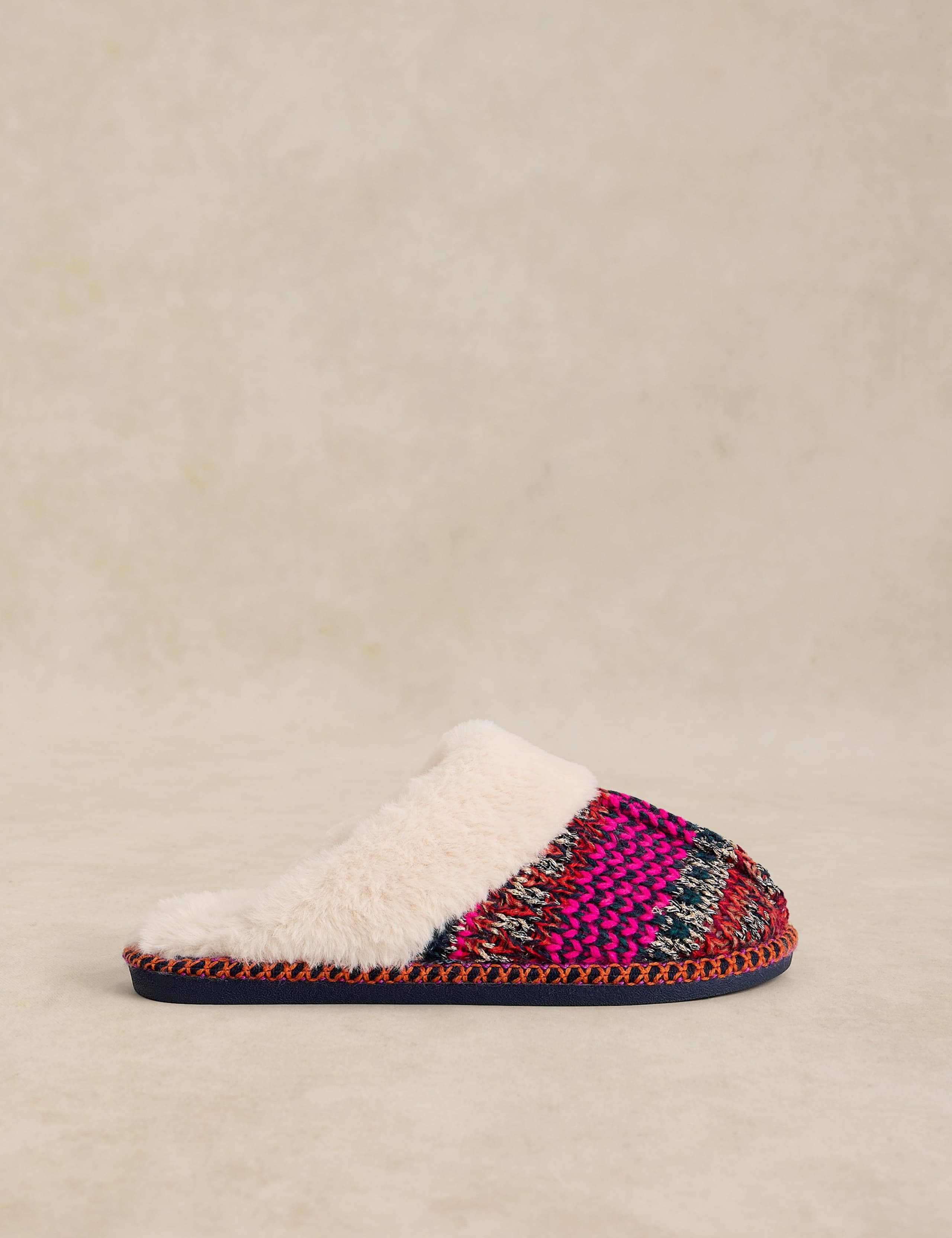 Fair Isle Knitted Mule Slippers 1 of 4