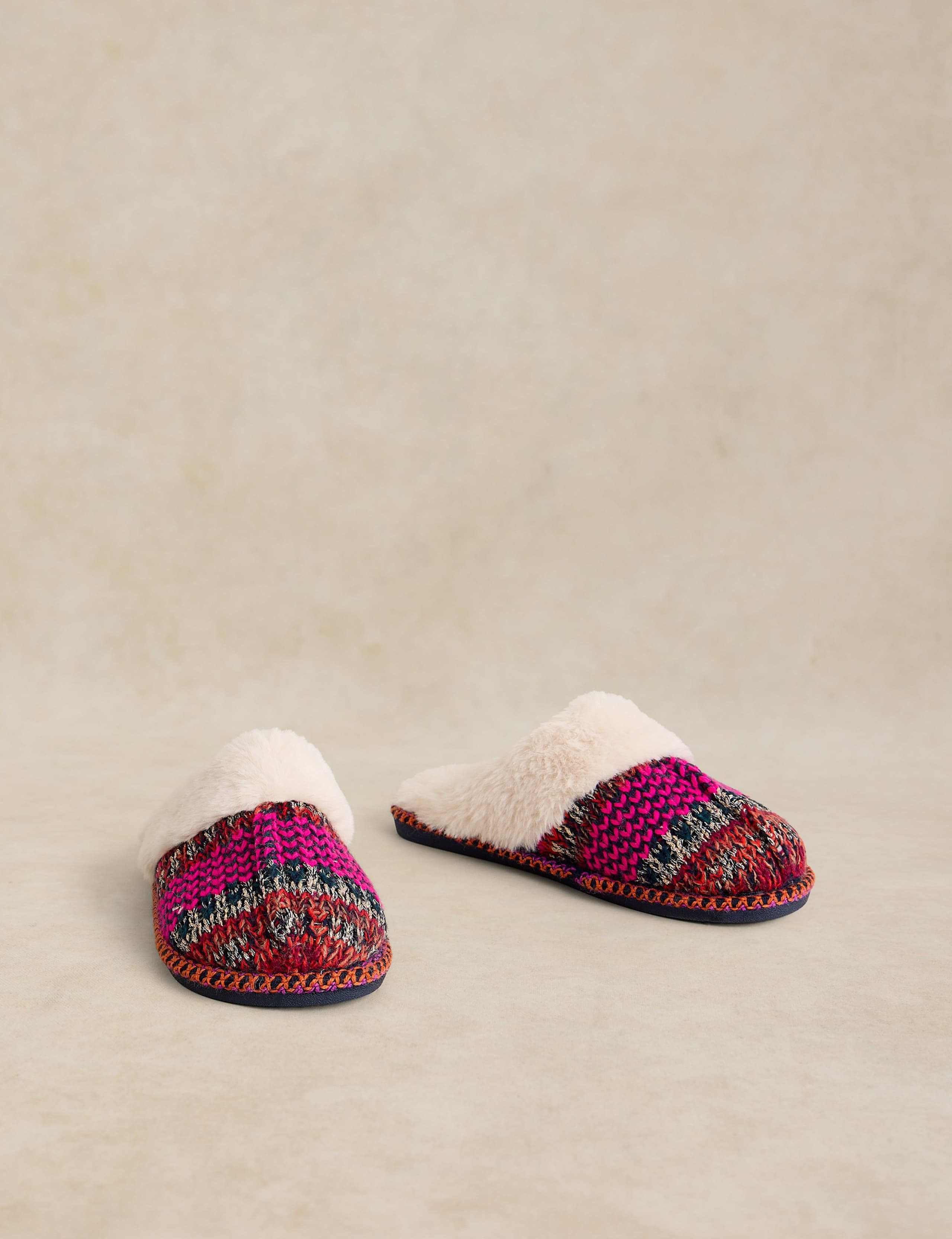 Fair Isle Knitted Mule Slippers 2 of 4