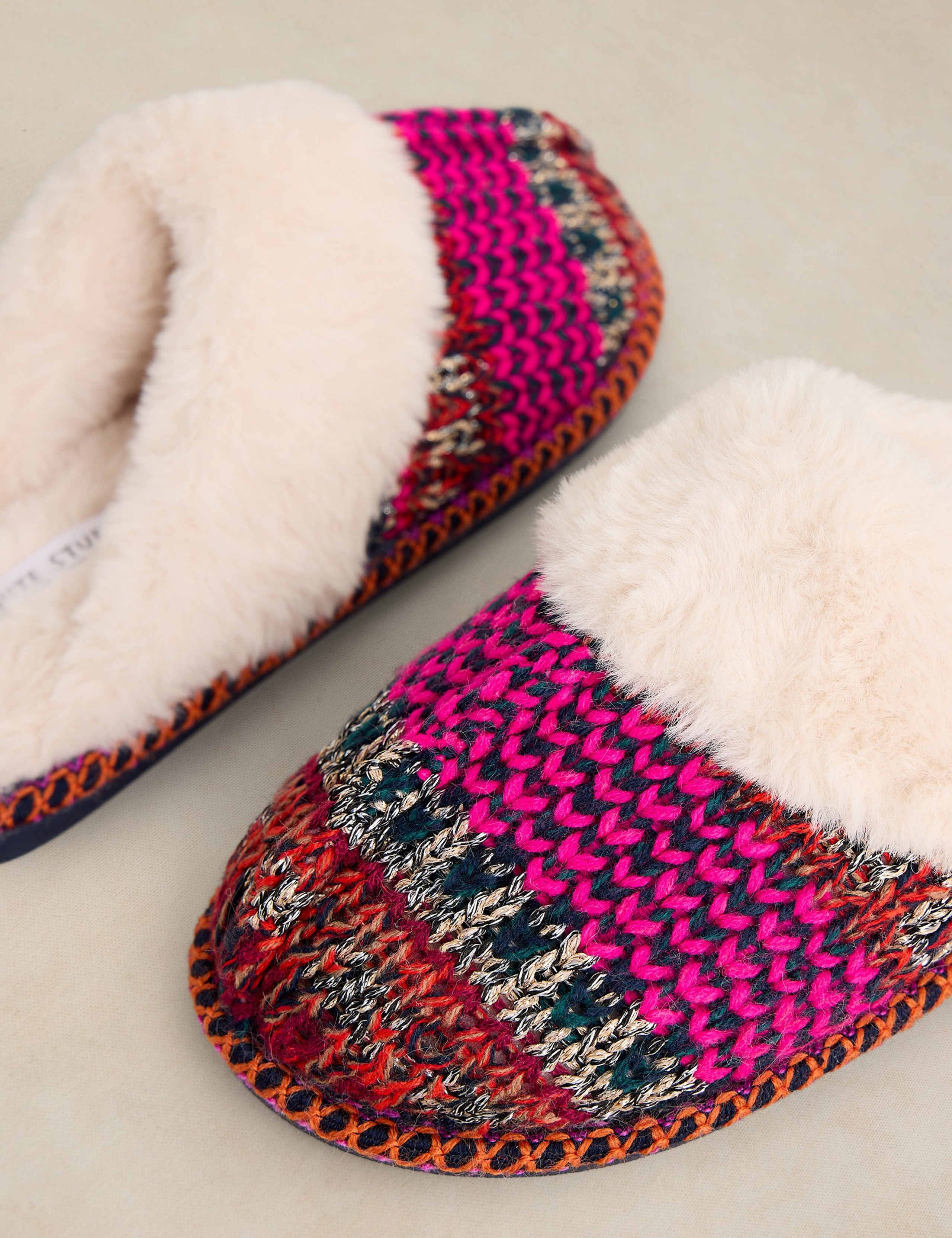 Fair Isle Knitted Mule Slippers 4 of 4