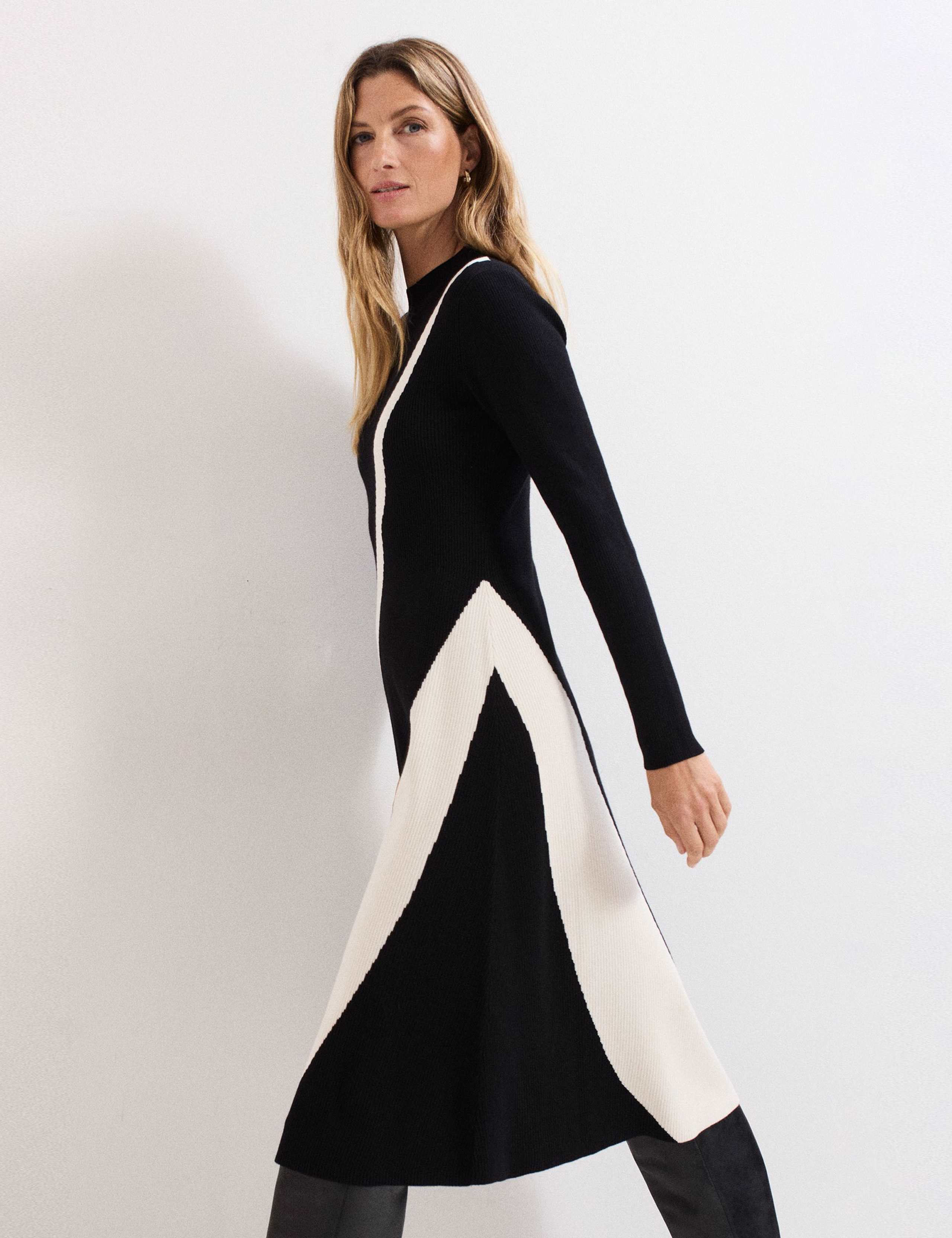 Colour Block High Neck Midi Jumper Dress 3 of 9