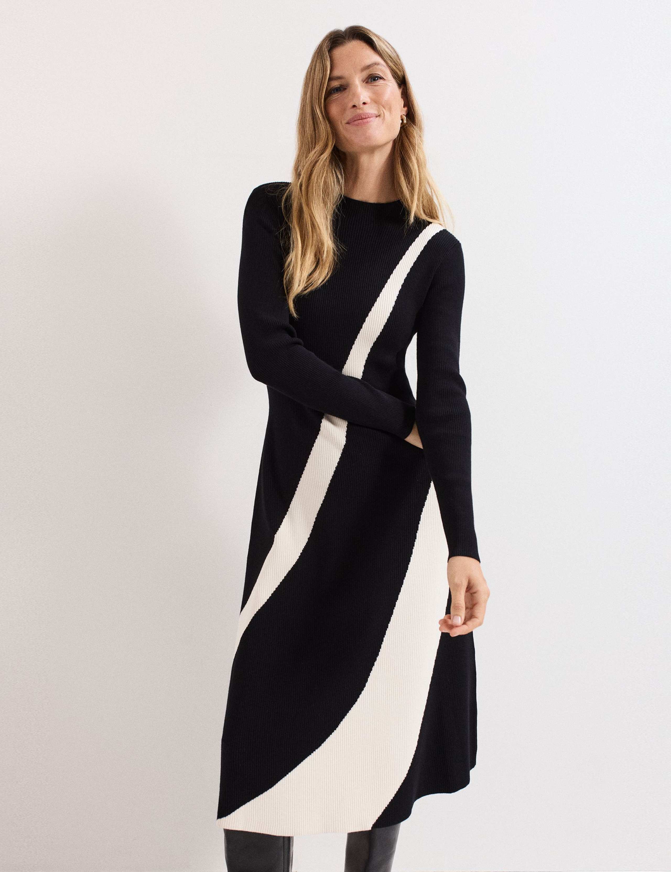 Colour Block High Neck Midi Jumper Dress 9 of 9
