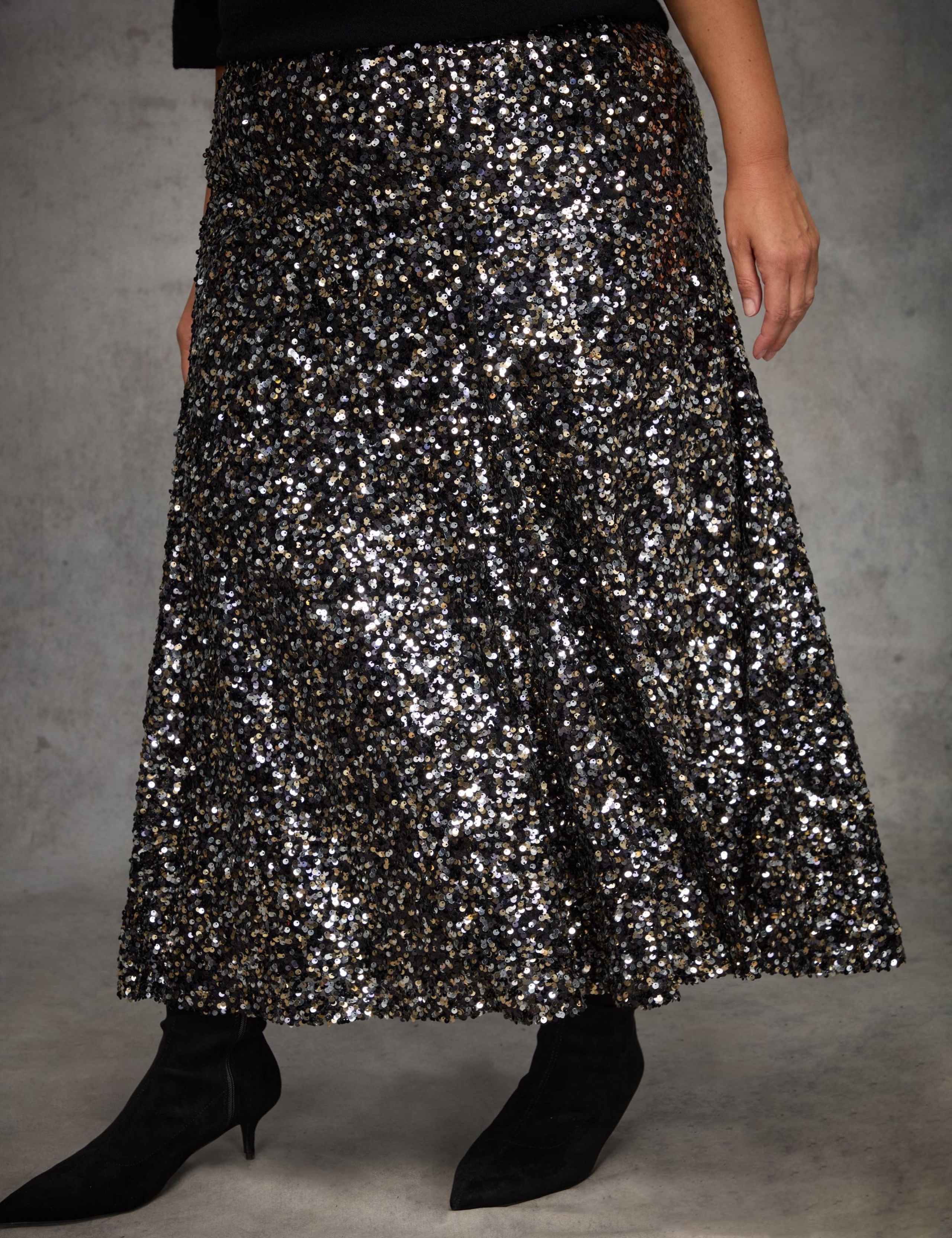 Sequin Flared Midaxi Skirt 2 of 4