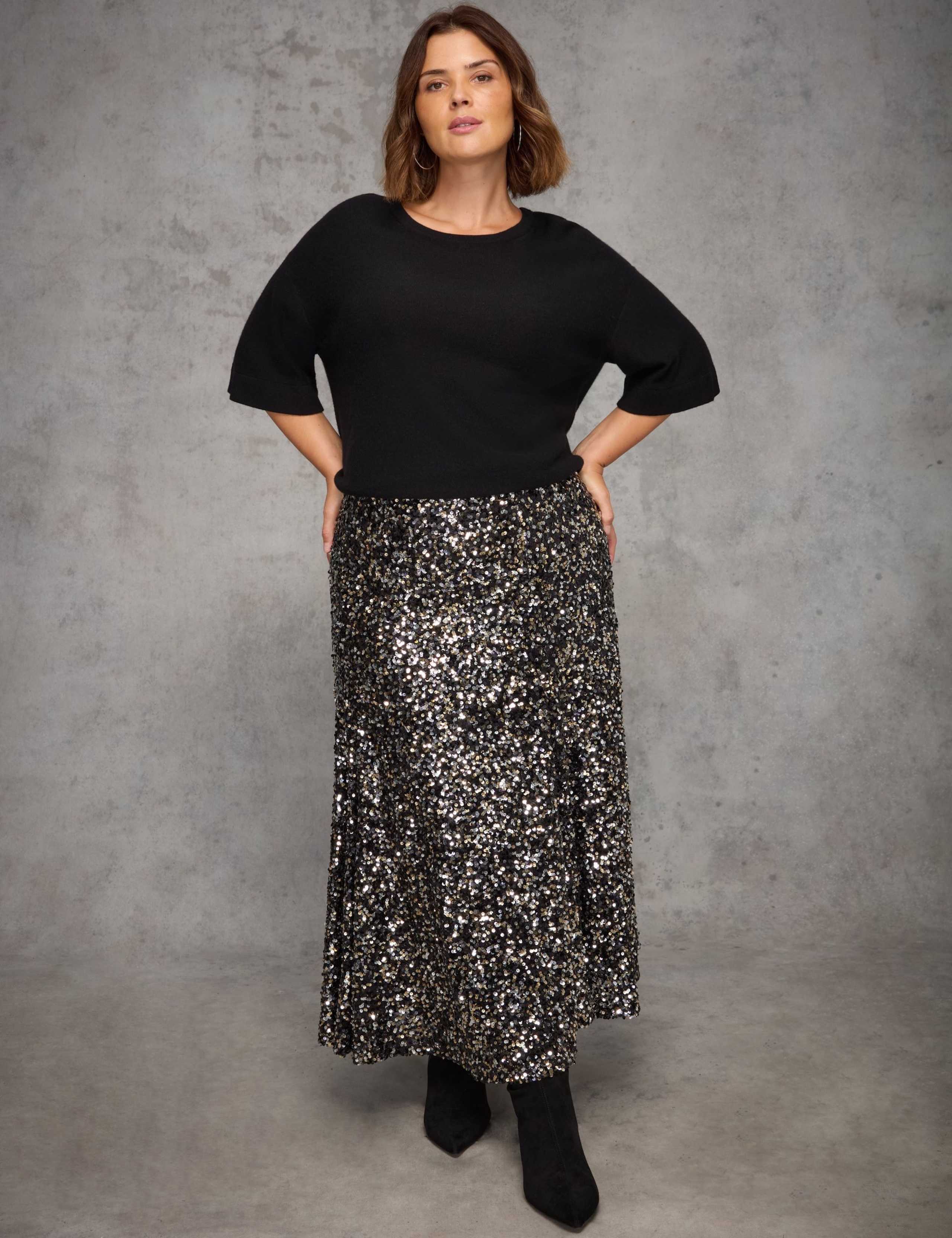 Sequin Flared Midaxi Skirt 3 of 4