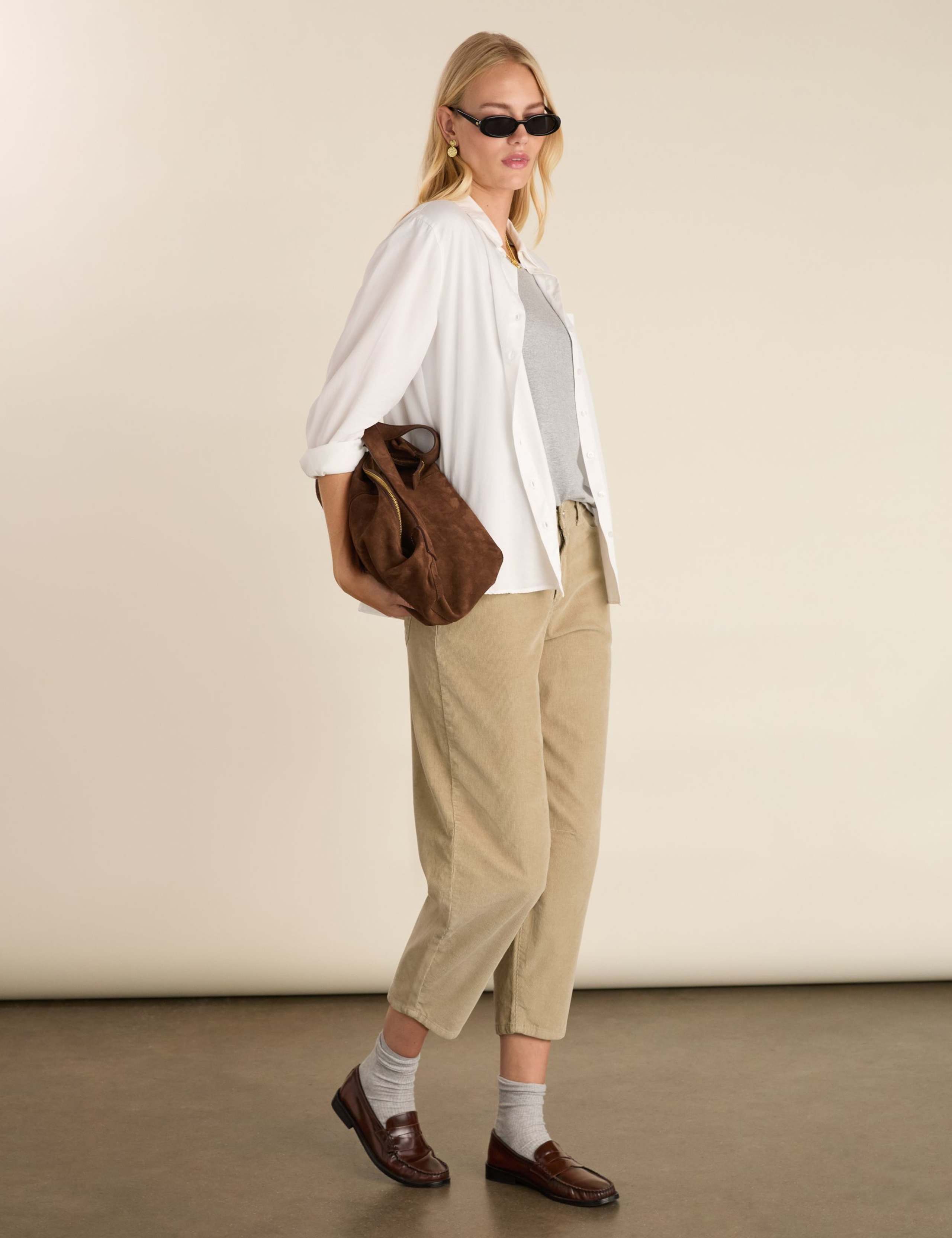 Cotton Rich Barrel Leg Cropped Trousers 4 of 4