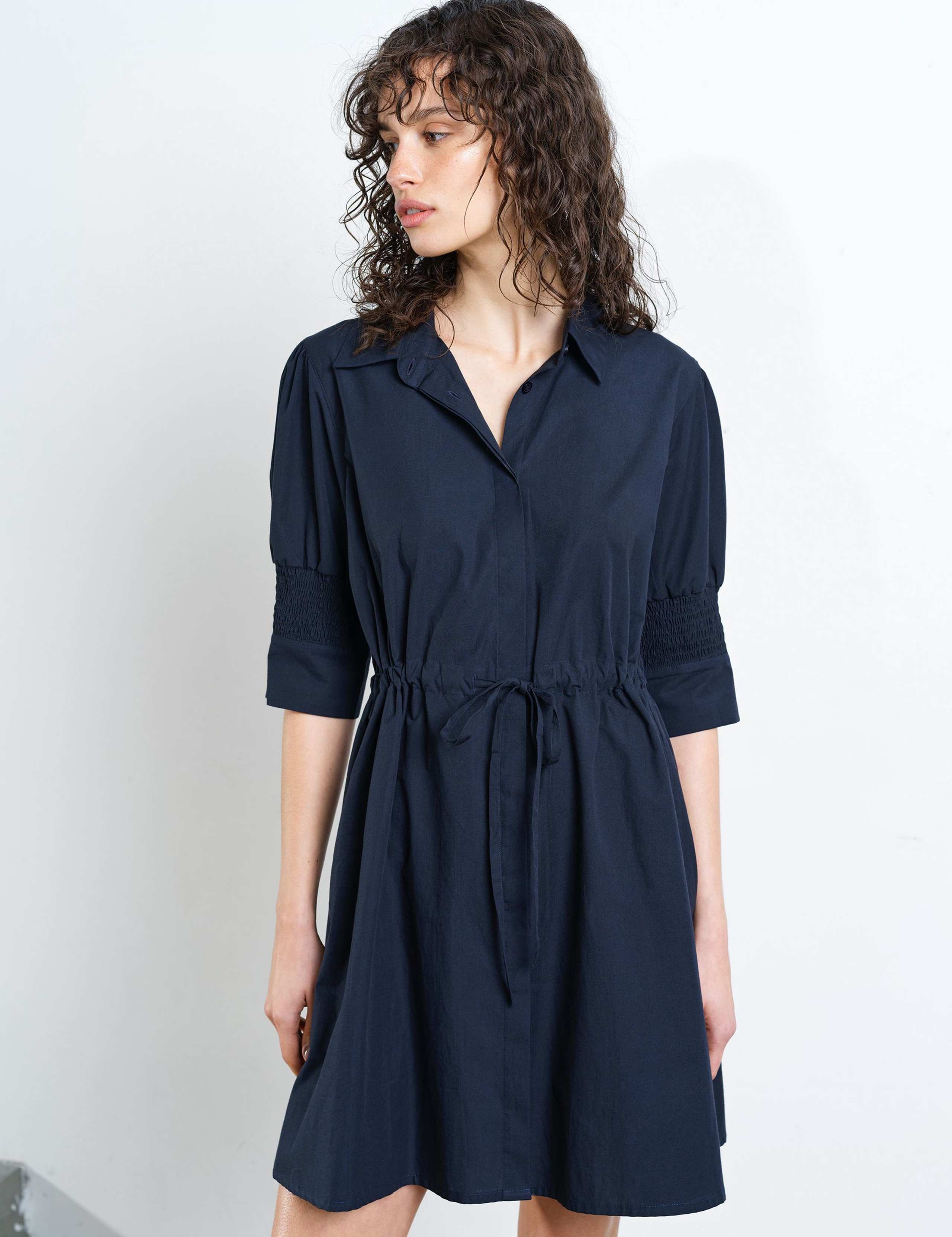 Pure Cotton Tie Waist Mini Shirt Dress 3 of 5