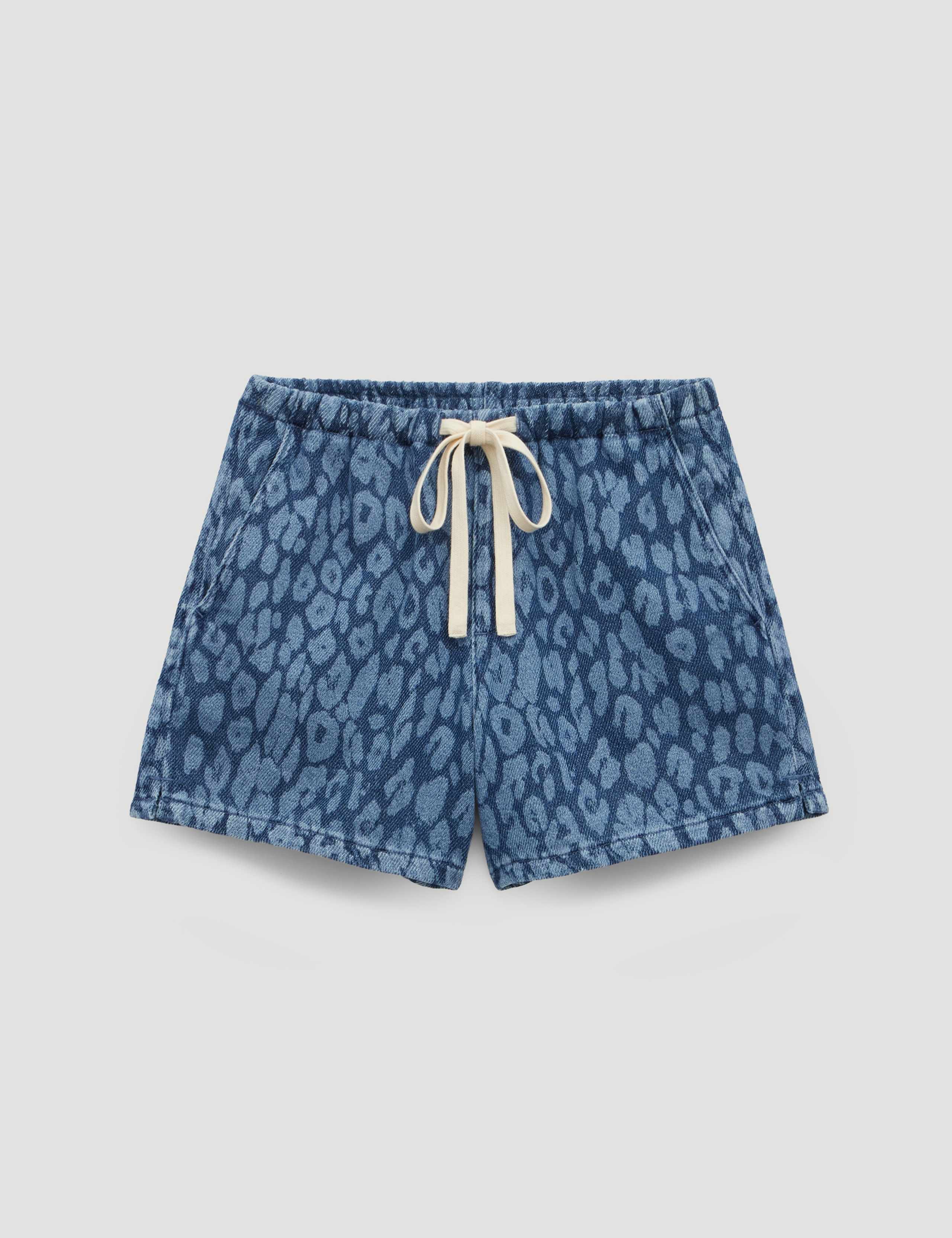 Denim Leopard Print Shorts 2 of 5