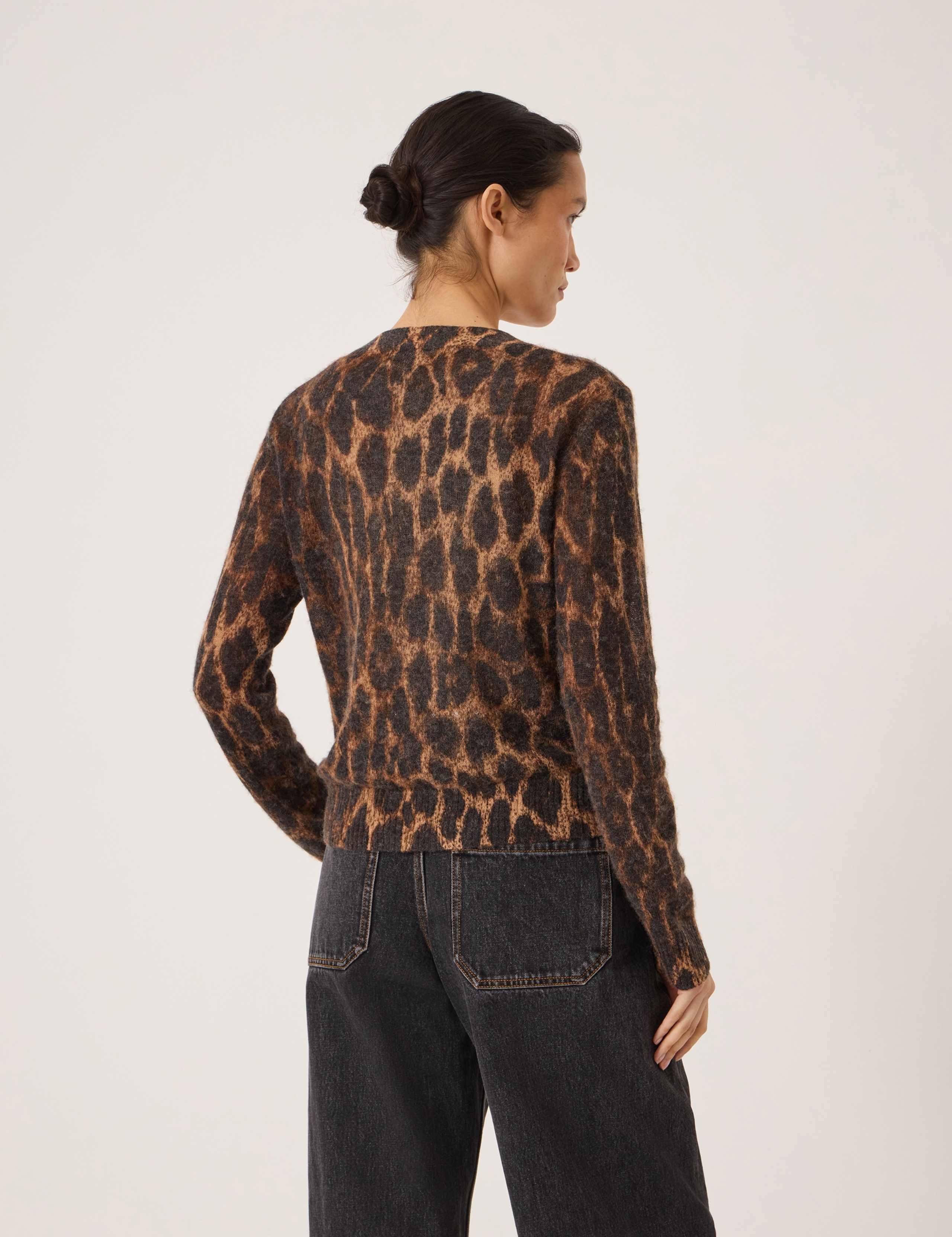 Alpaca Blend Animal Print V-Neck Cardigan 4 of 6