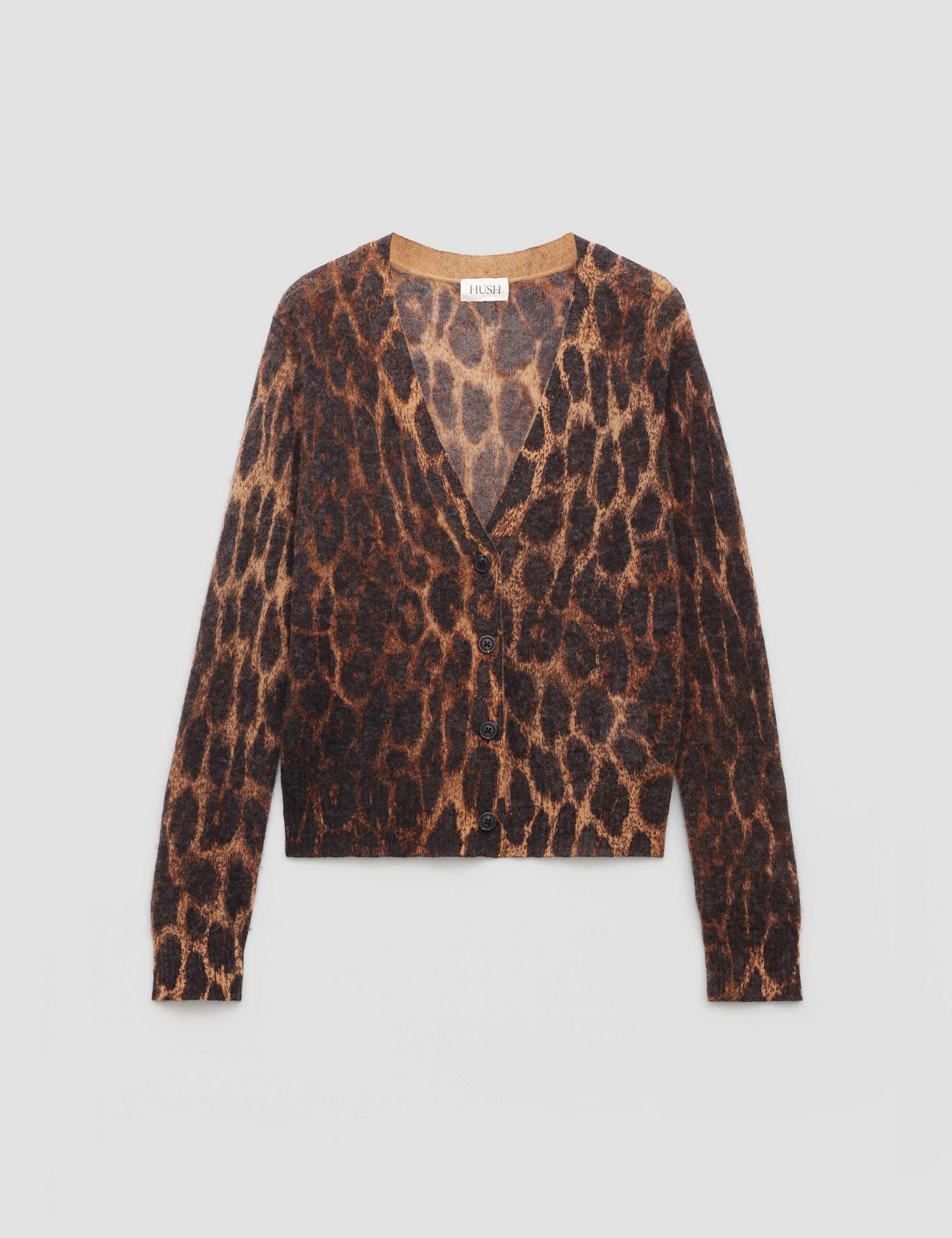 Alpaca Blend Animal Print V-Neck Cardigan 2 of 6