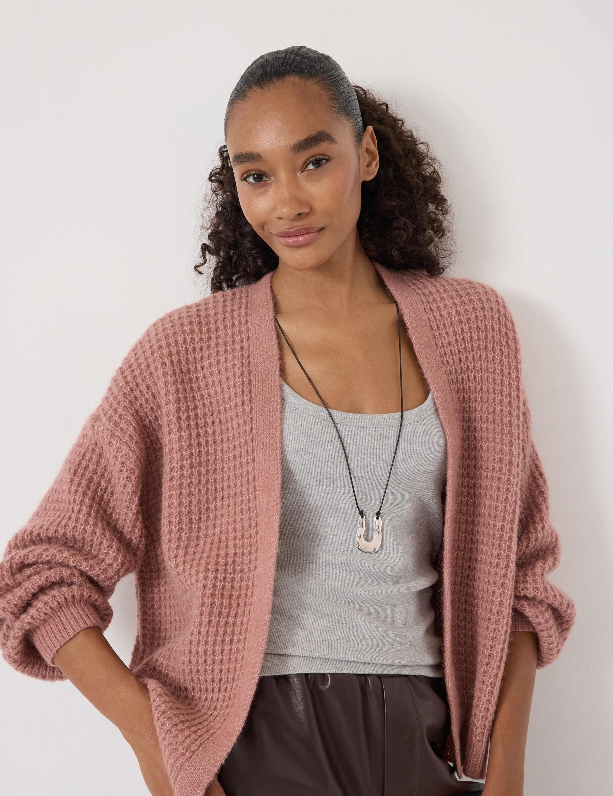 Wool Blend Textured Edge to Edge Cardigan 4 of 5