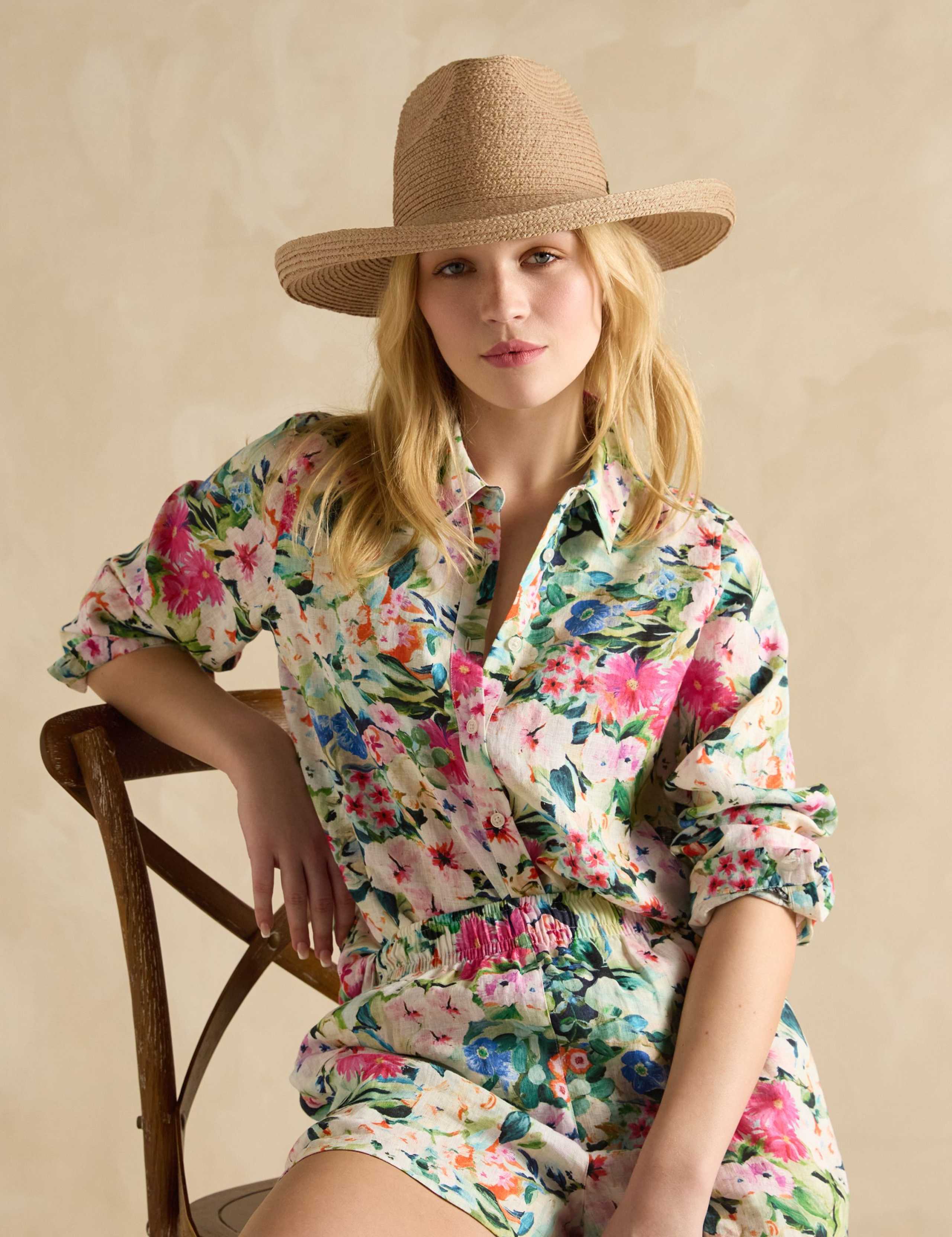 Straw Wide Brim Fedora Hat 2 of 3