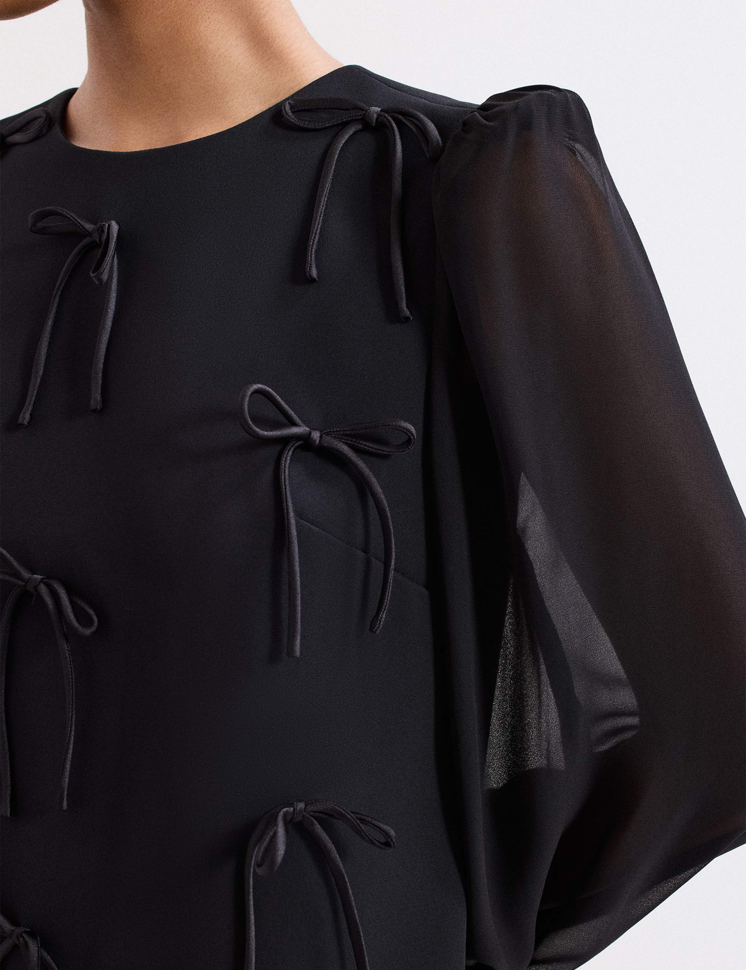 Bow Embellished Mini Shift Dress 8 of 9