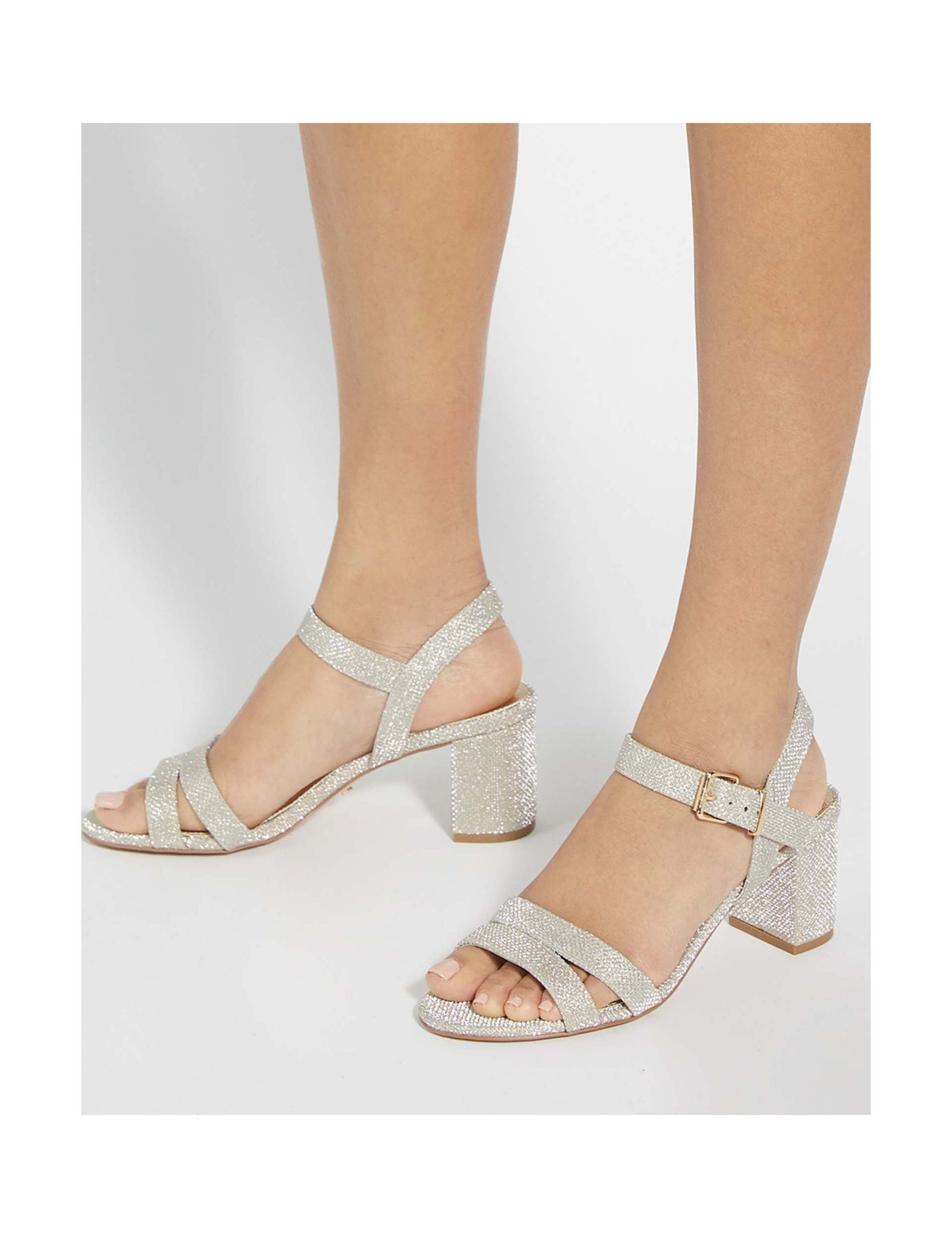 Glitter Ankle Strap Block Heel Sandals 4 of 6