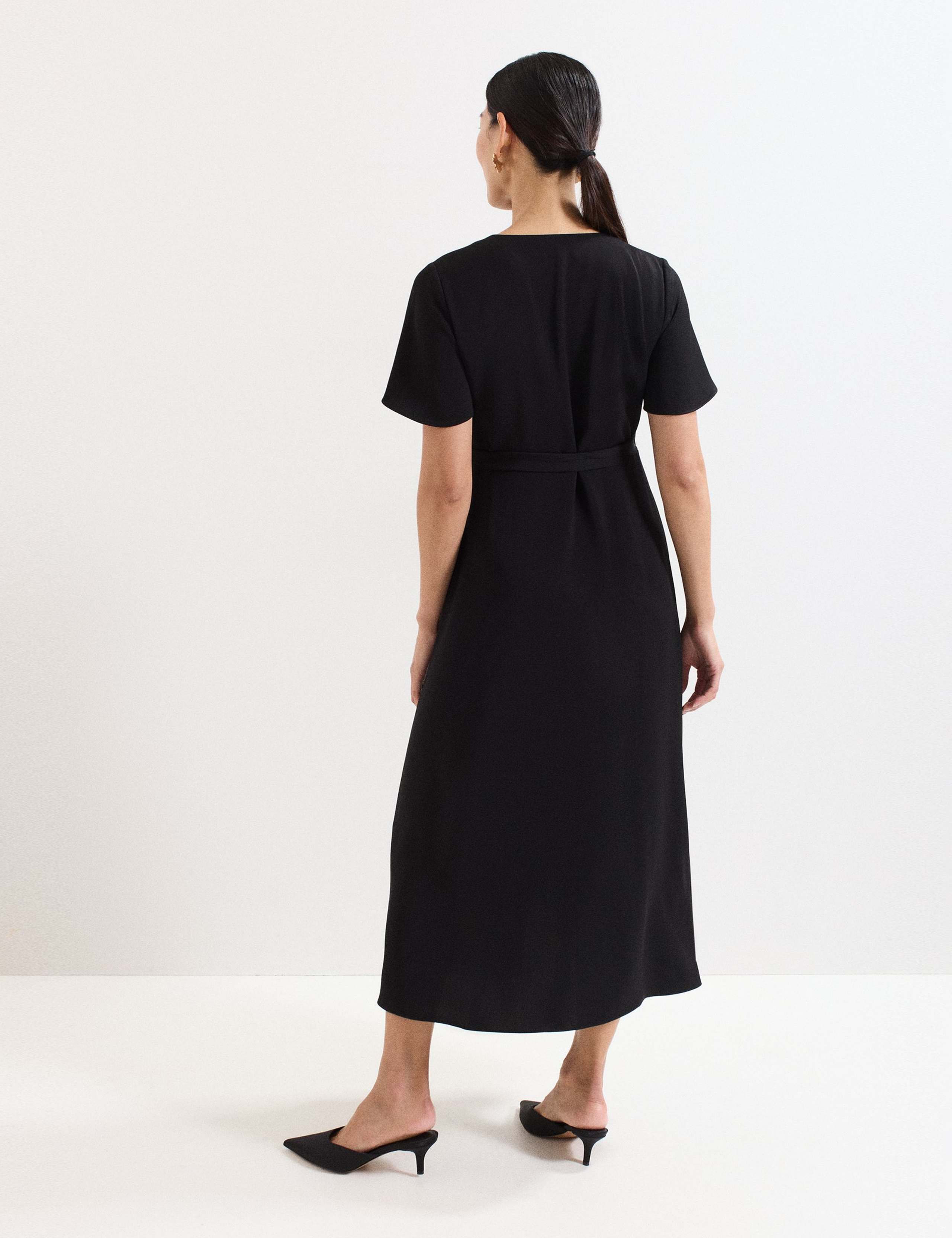 V-Neck Angel Sleeve Midi Wrap Dress 4 of 7