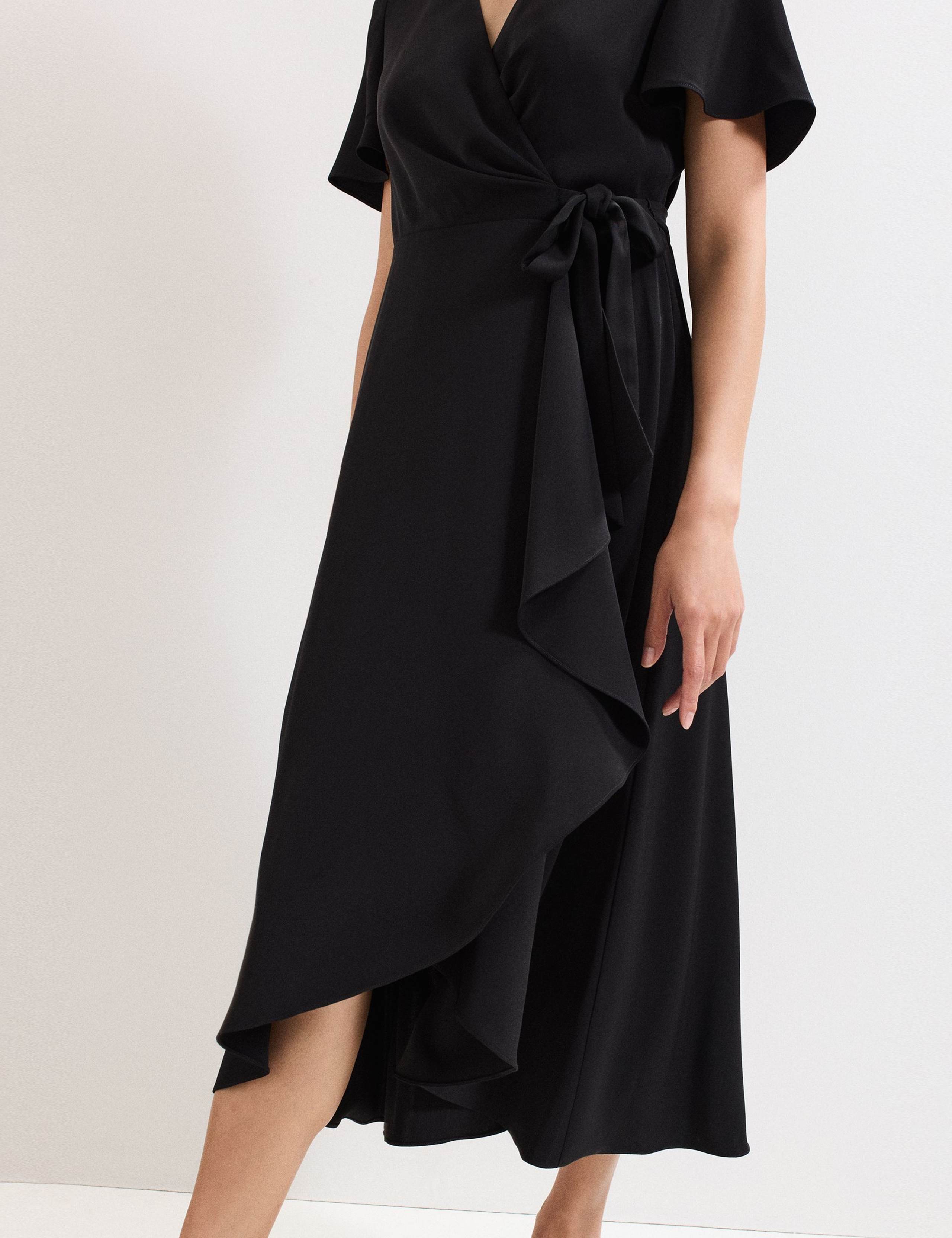 V-Neck Angel Sleeve Midi Wrap Dress 7 of 7