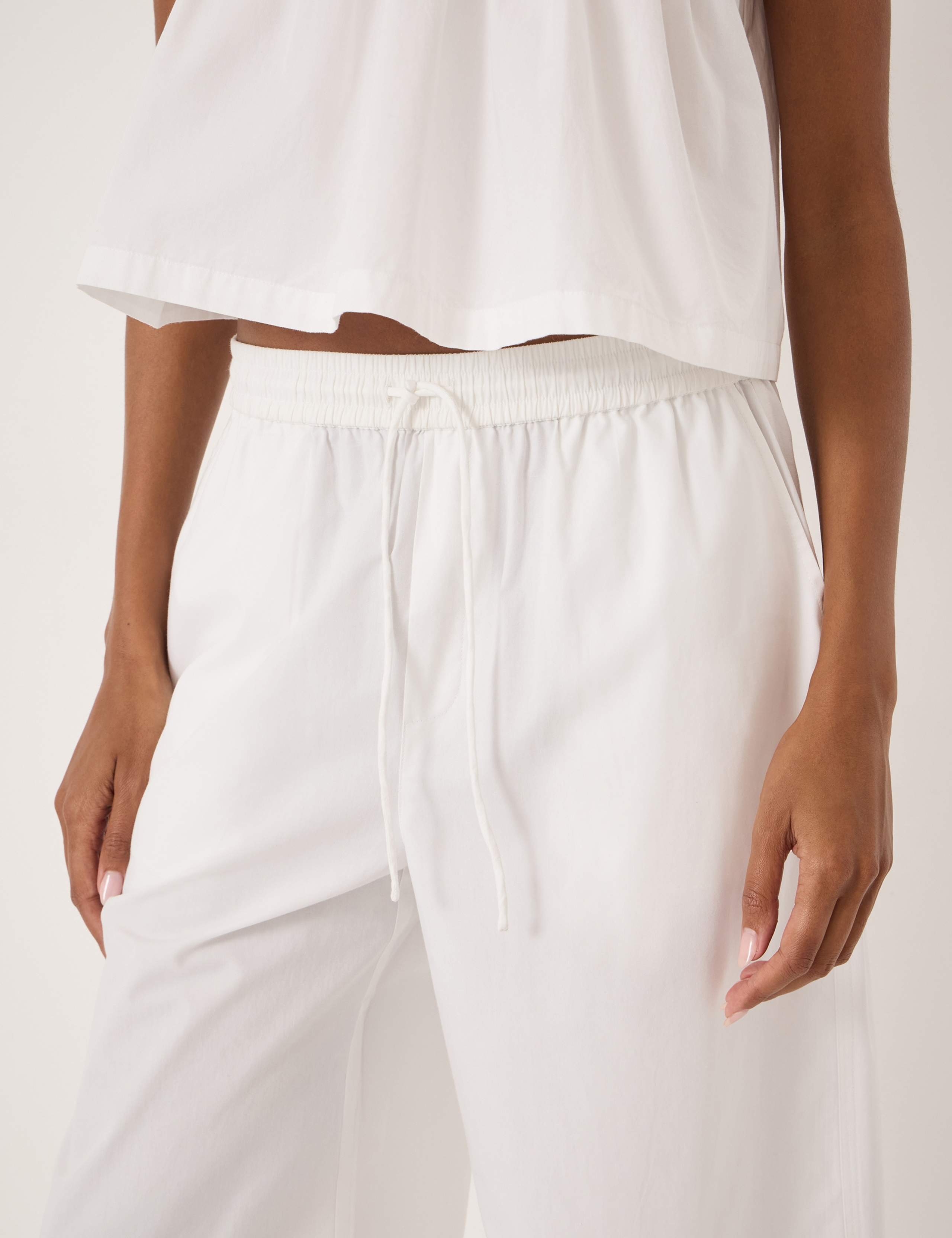 Pure Cotton Wide Leg Cropped Trousers 3 of 5
