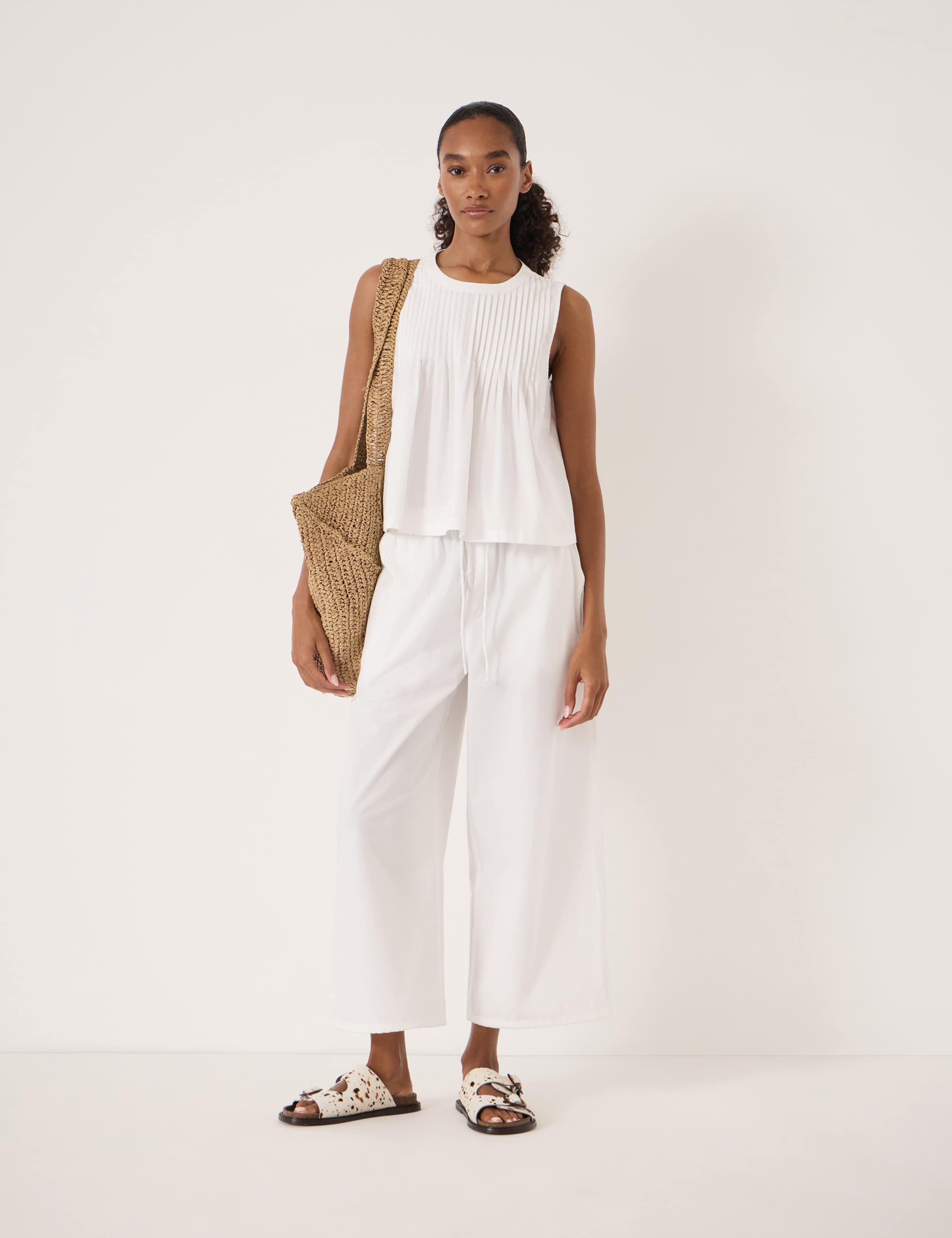 Pure Cotton Wide Leg Cropped Trousers 5 of 5
