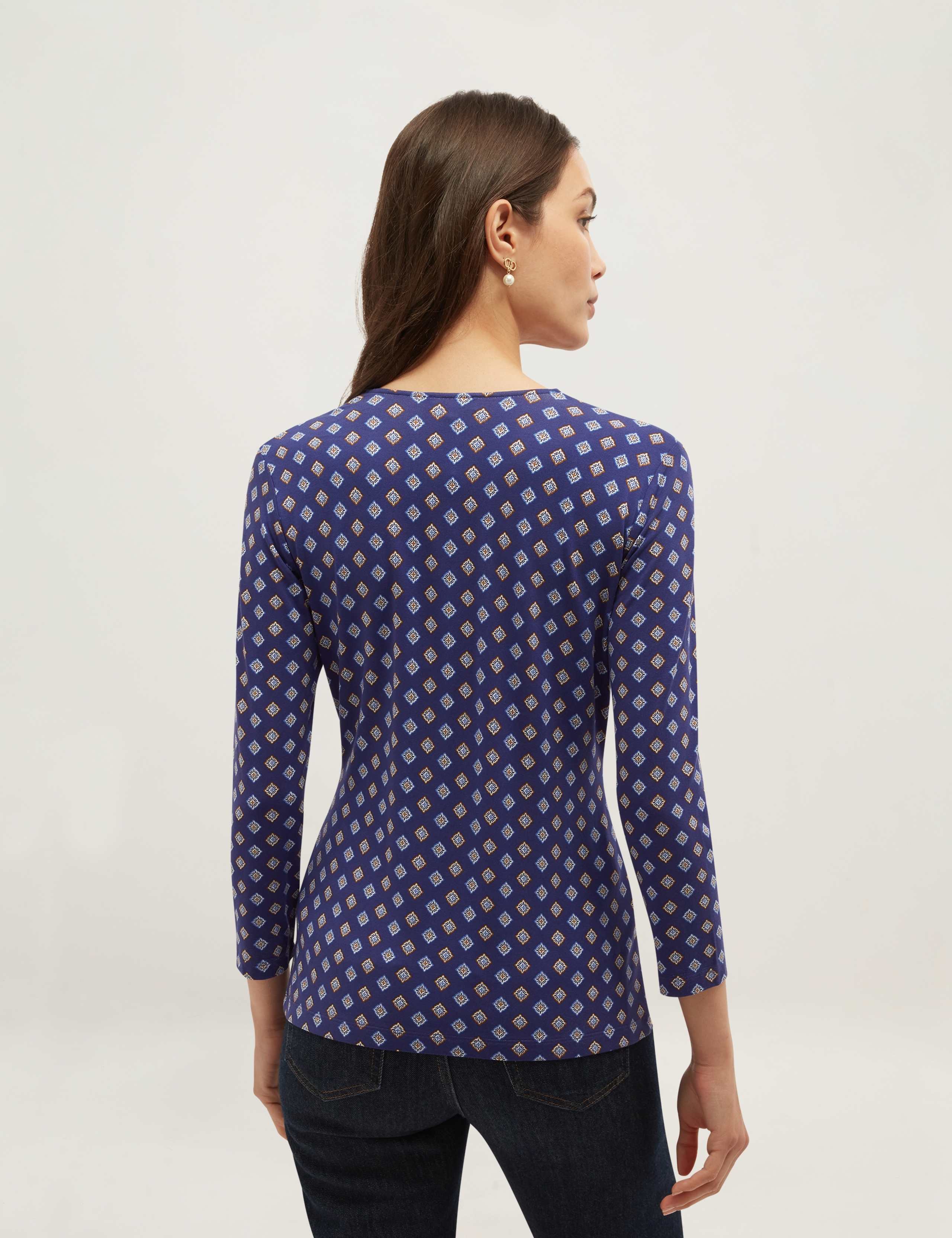 Printed Ruched V-Neck Top 3 of 5