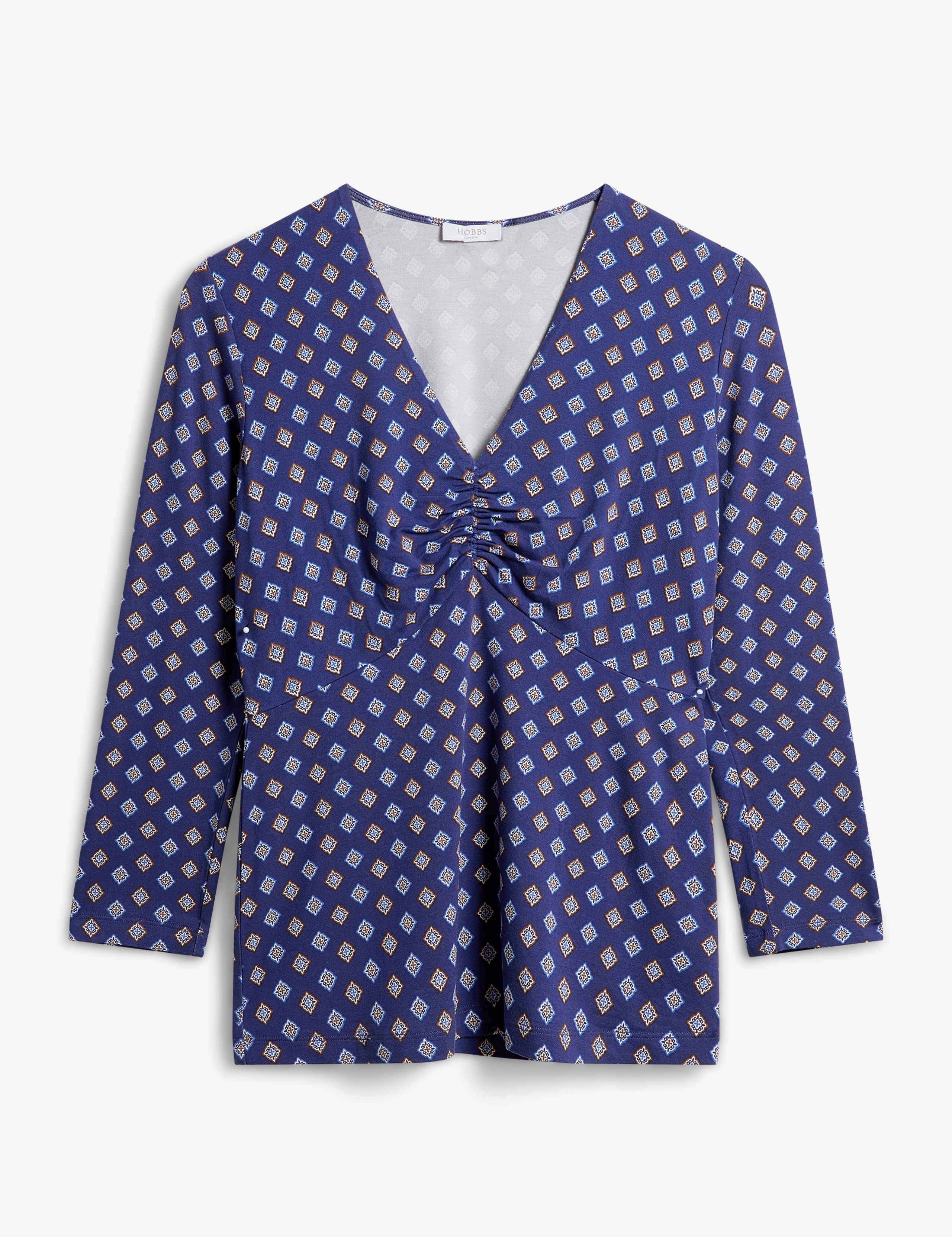 Printed Ruched V-Neck Top 2 of 5