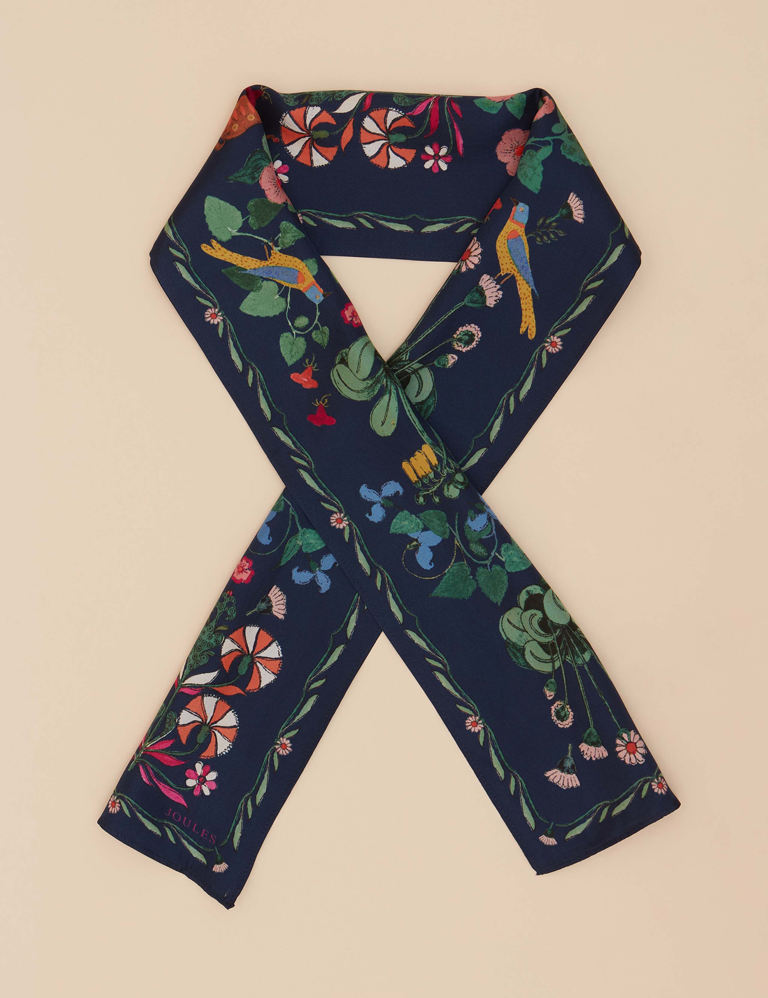 Pure Silk Floral Skinny Scarf 2 of 6