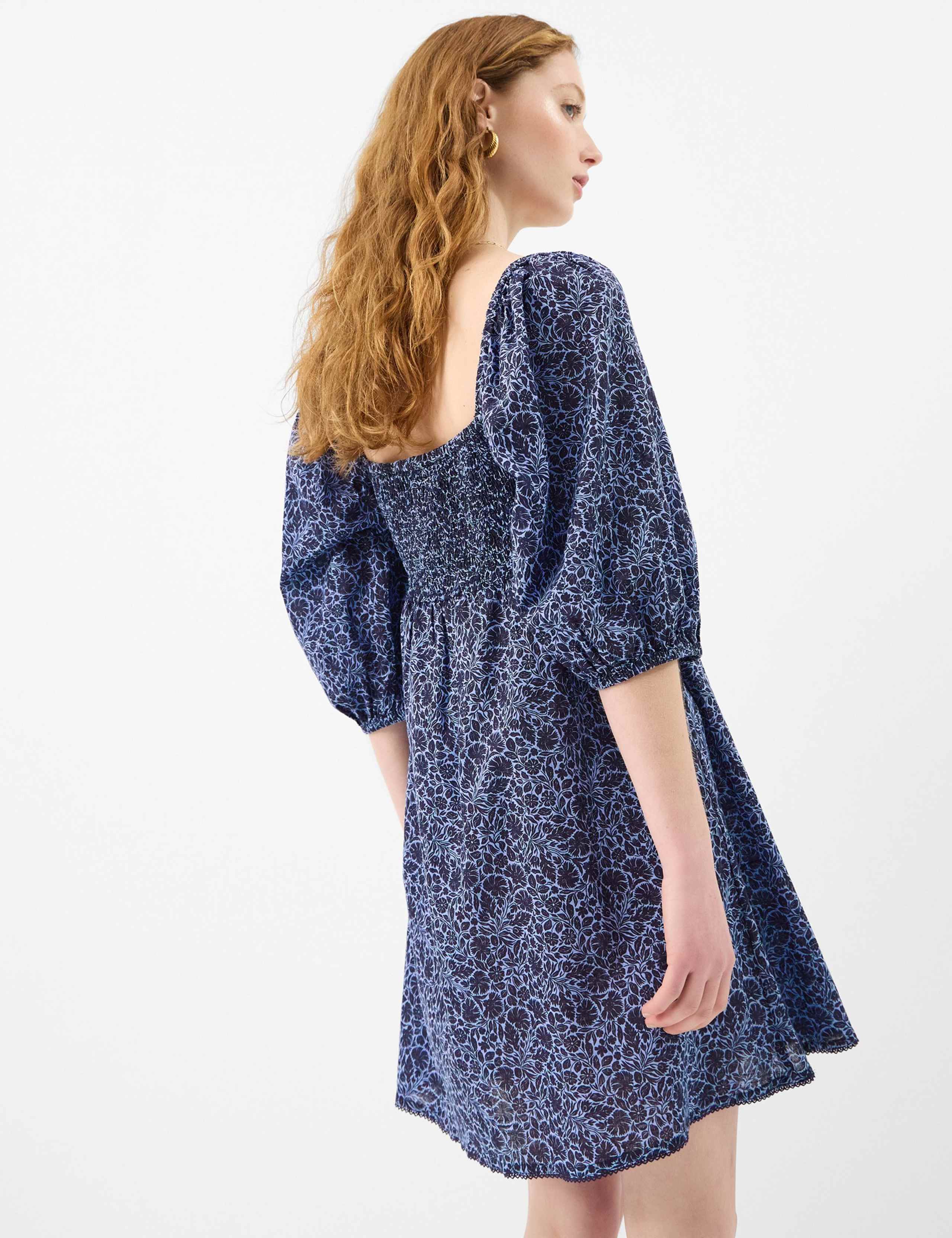 Floral Tie Front Puff Sleeve Mini Beach Dress 3 of 4