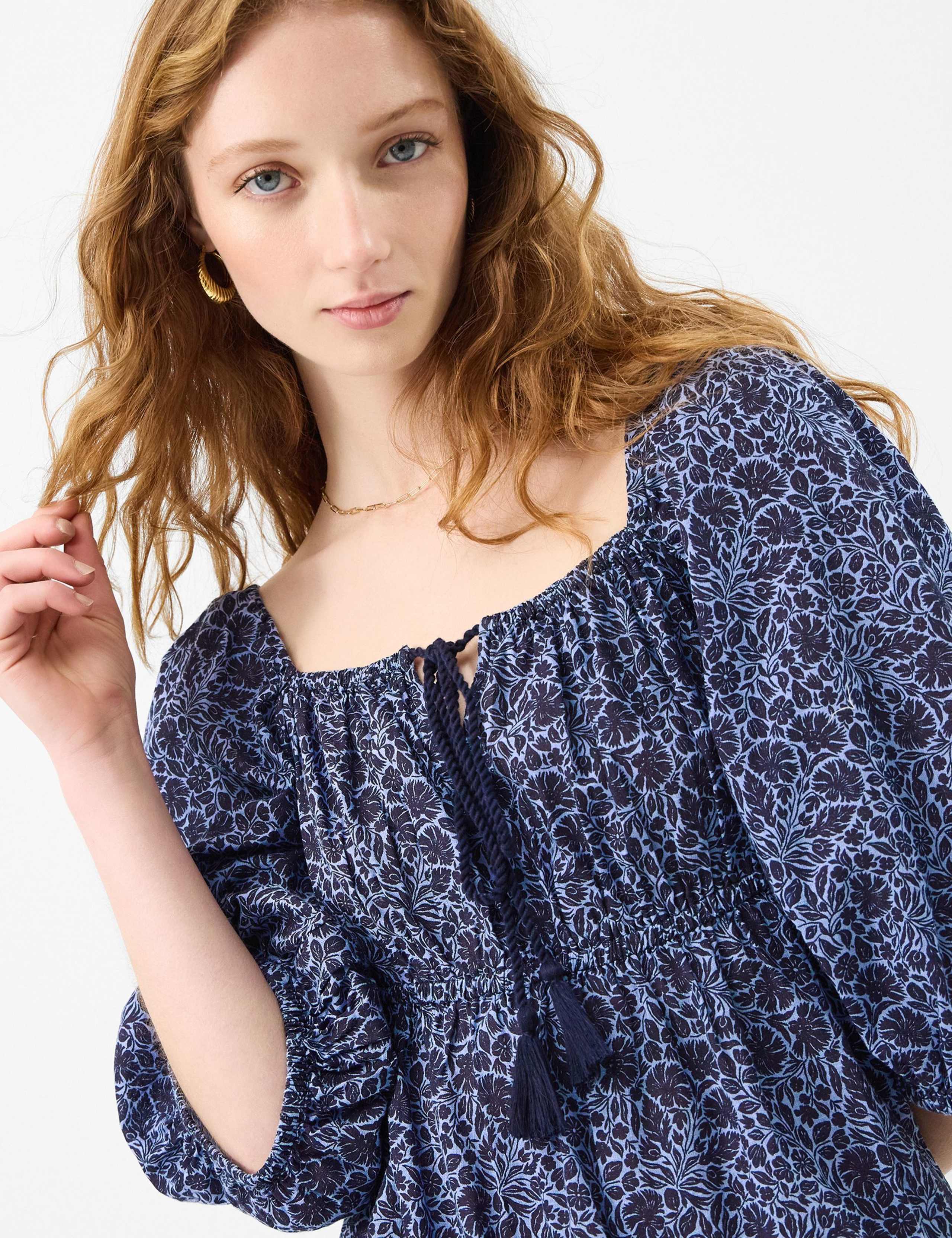 Floral Tie Front Puff Sleeve Mini Beach Dress 4 of 4