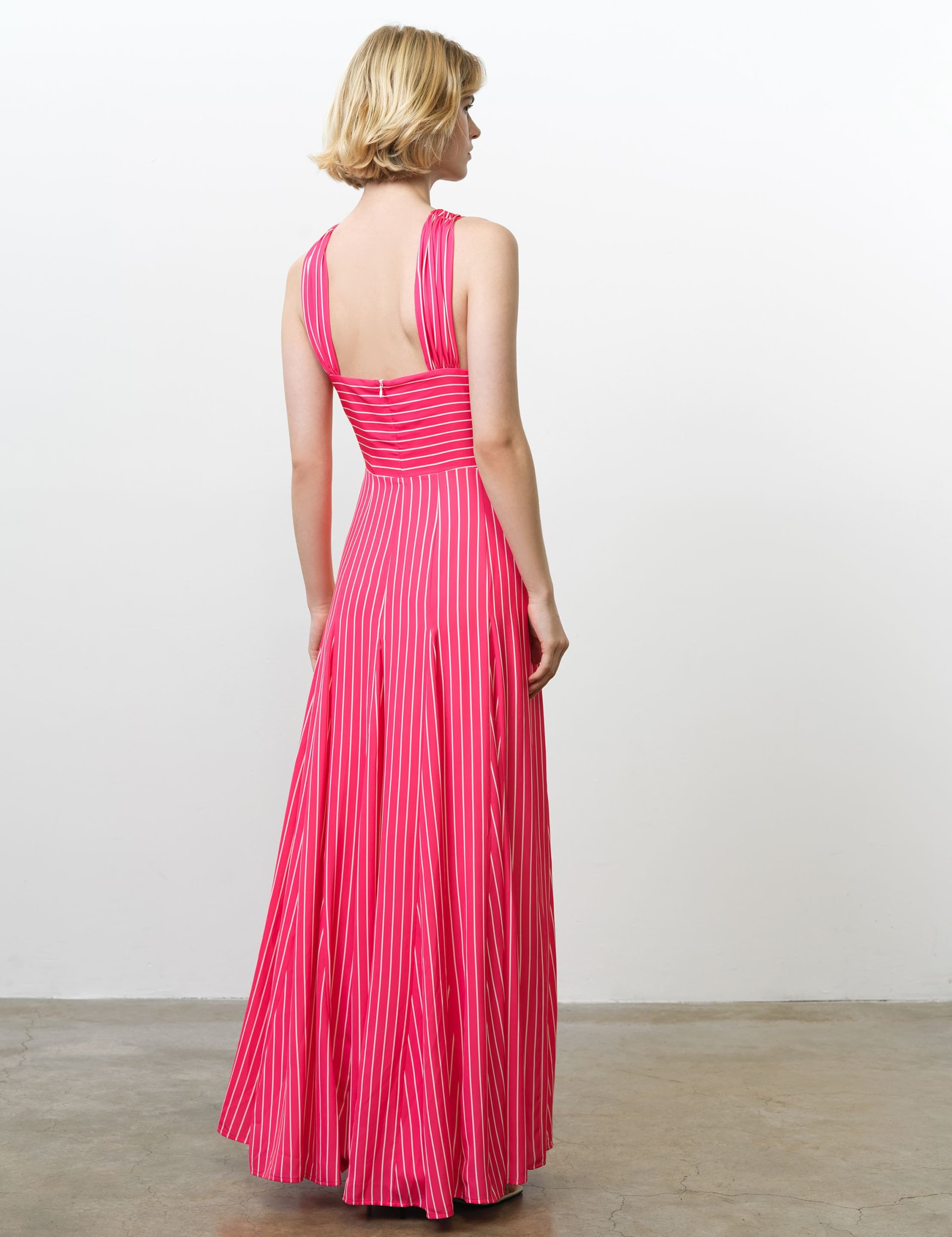 Striped Halter Neck Midi Skater Dress 3 of 5