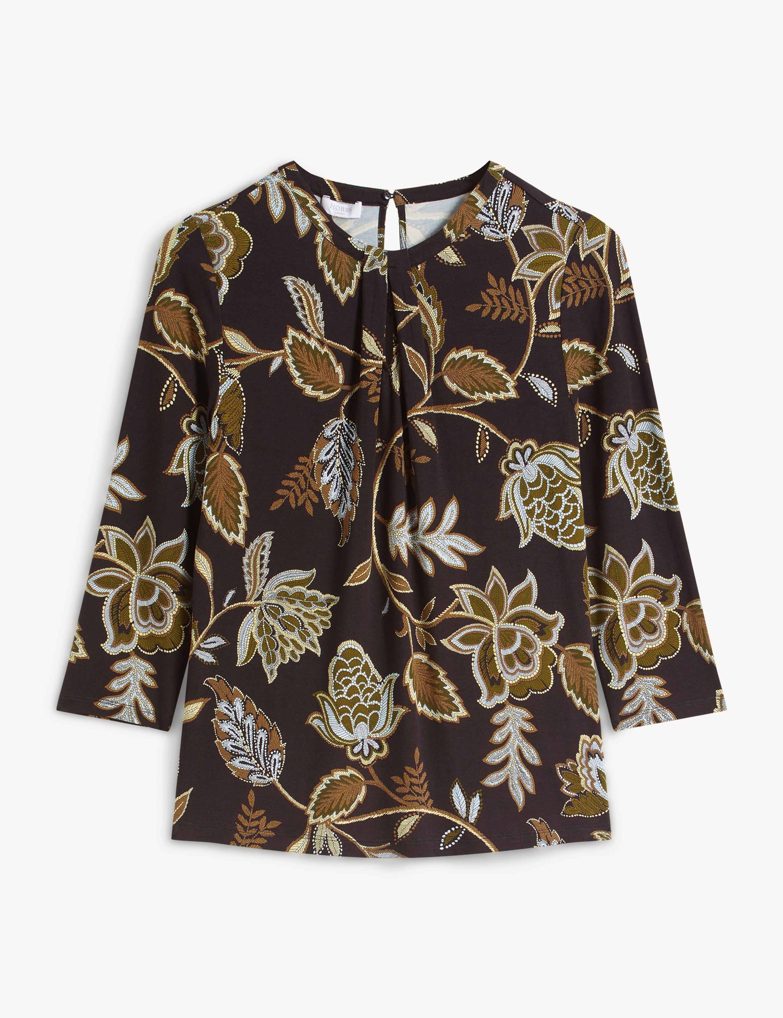 Jersey Floral Crew Neck Slim Fit Top 2 of 5