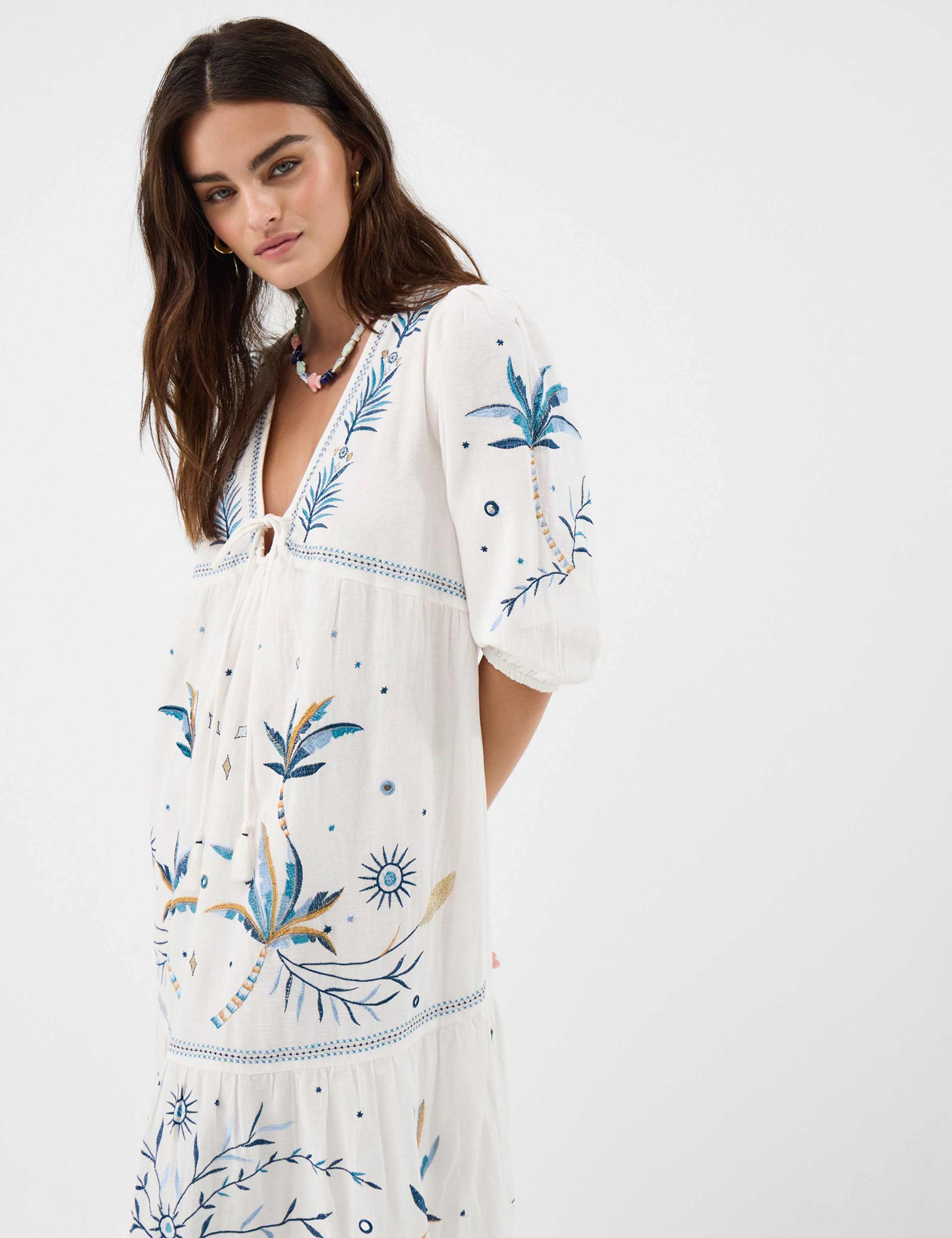 Pure Cotton Embroidered Maxi Tiered Dress 4 of 4