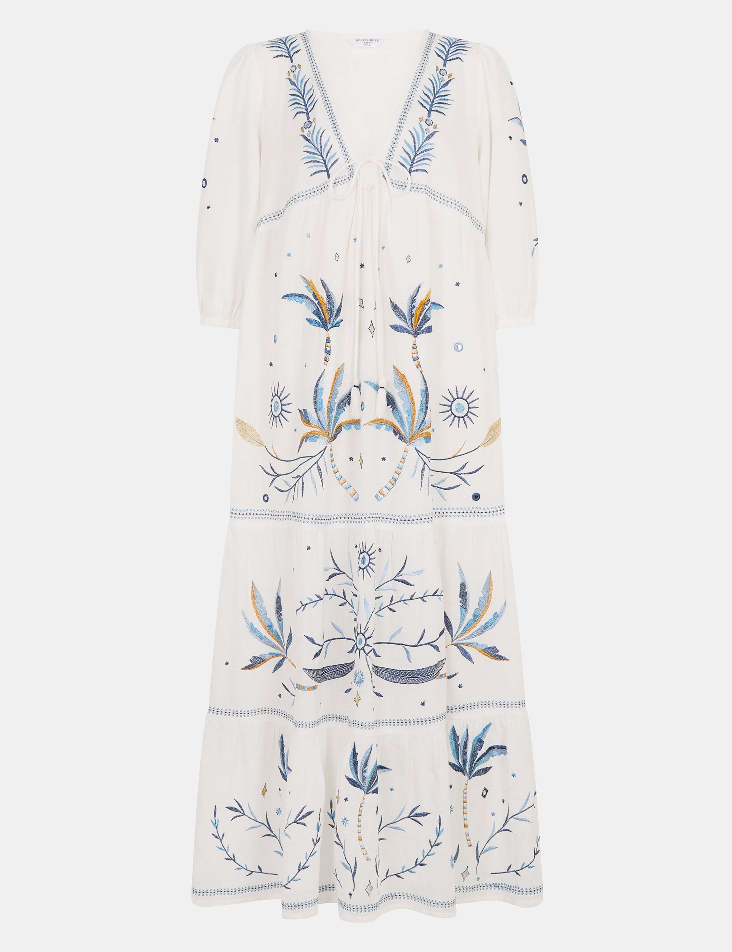 Pure Cotton Embroidered Maxi Tiered Dress 2 of 4