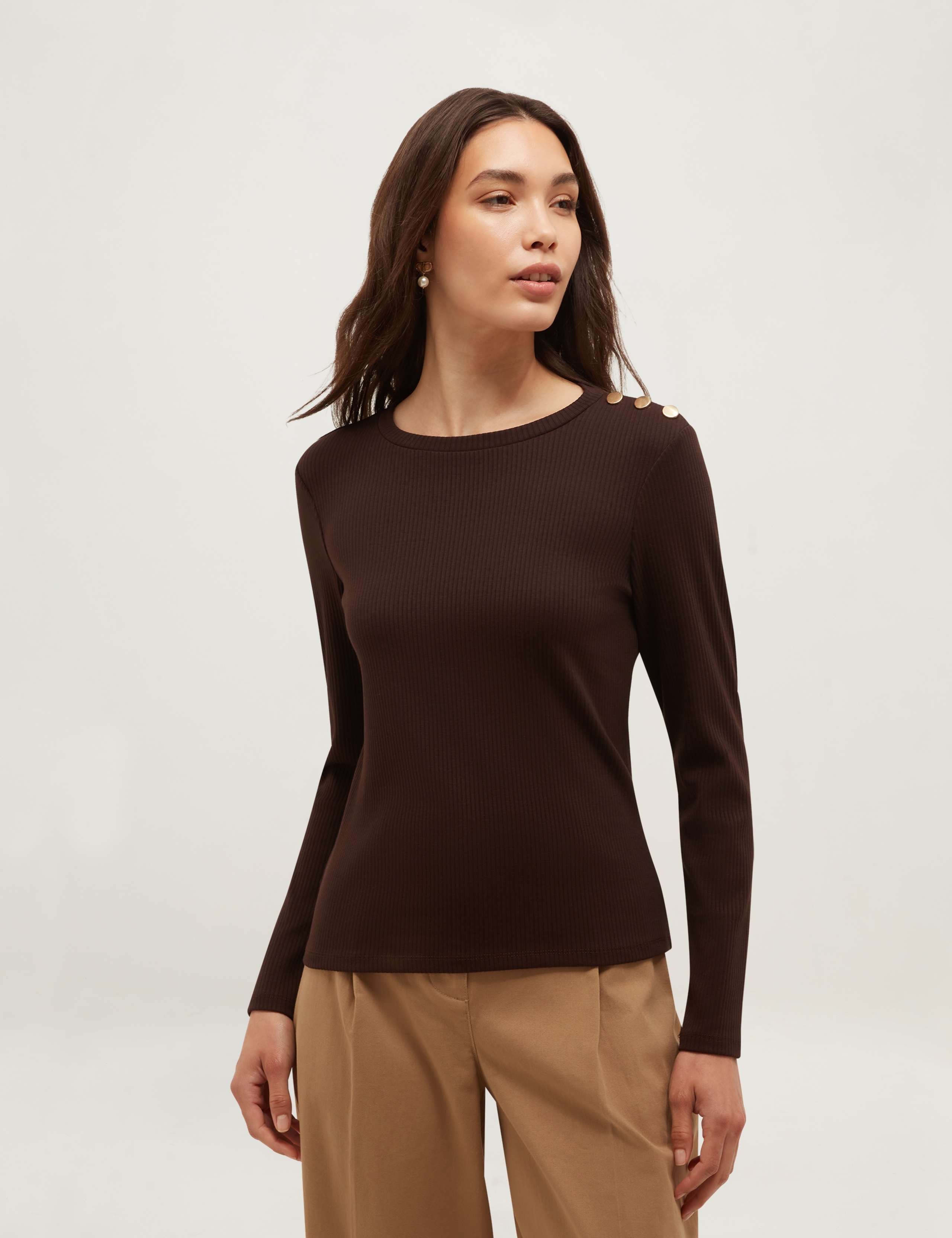 Cotton Rich Button Detail Relaxed Top 1 of 5