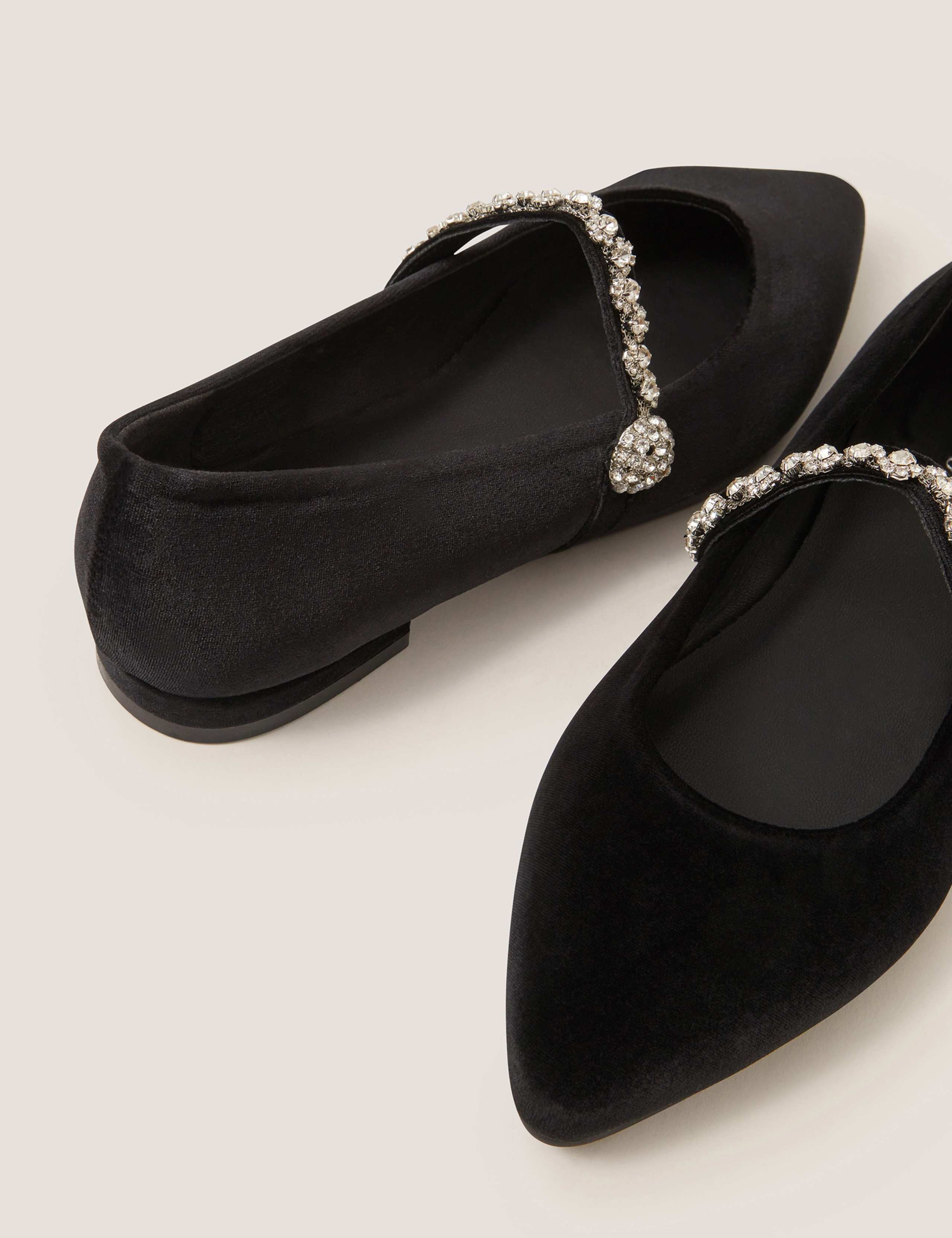 Velvet Embellished Ballet Pumps 3 of 3